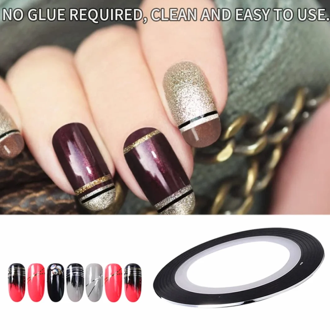 Ruban à bande nail art argent autocollant décoration lignes adhésifs ongles rayures
