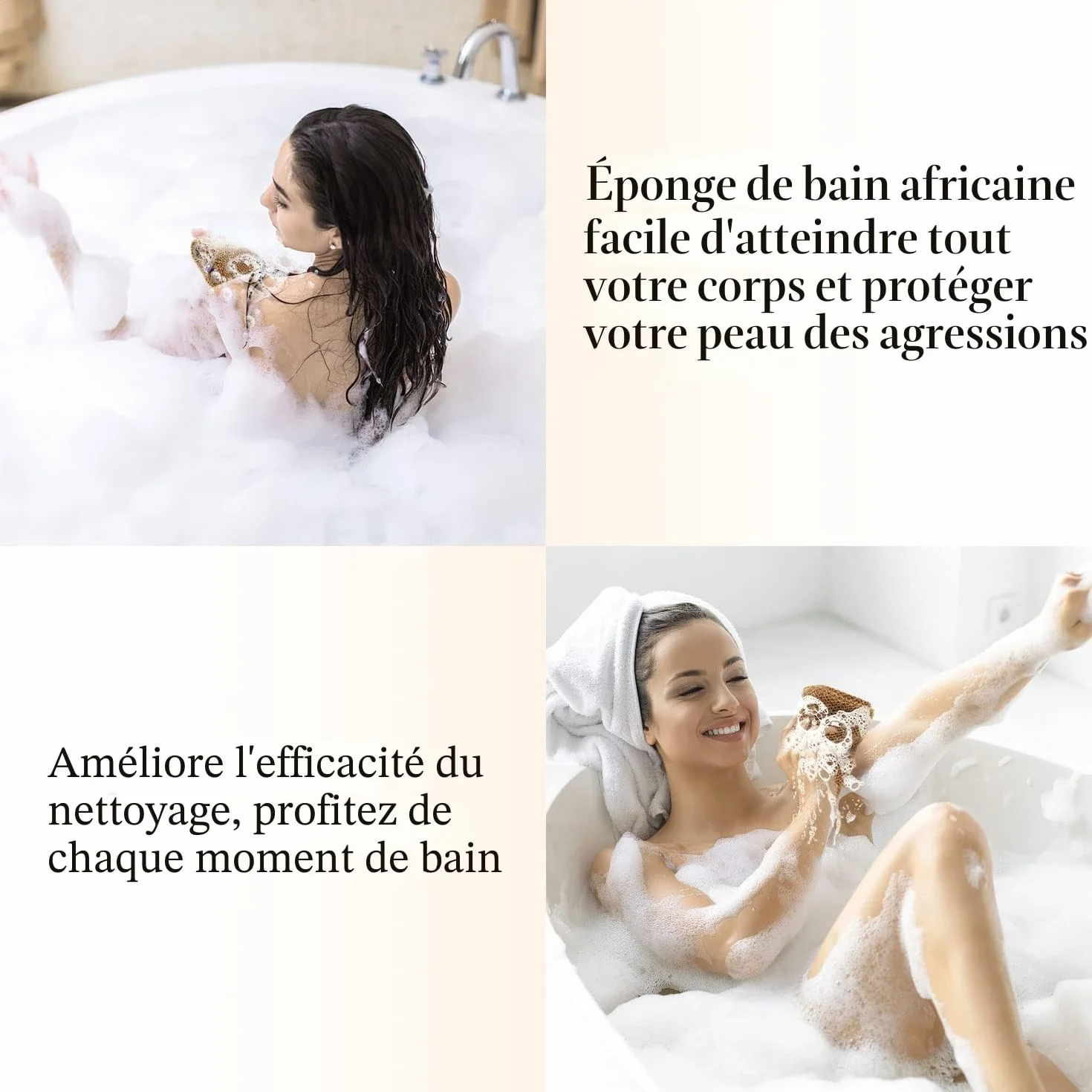 Pinkiou 3 Pièces Eponge Exfoliante Africaine Gratte Dos Douche Brosse Exfoliante Douce et Rugueuse