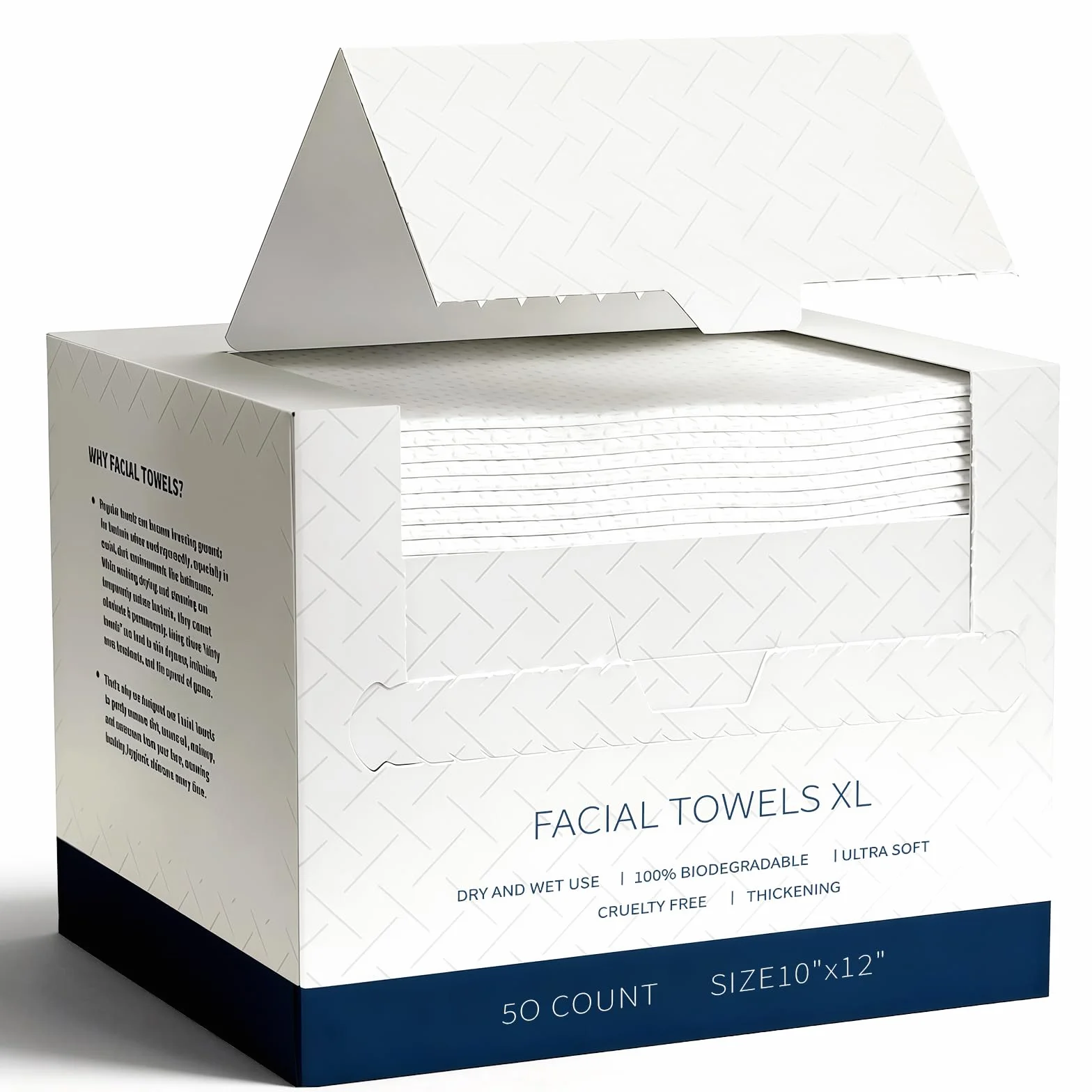 Serviettes Visage XL Lot de 50 Mouchoirs en Coton Lingettes Maquillage