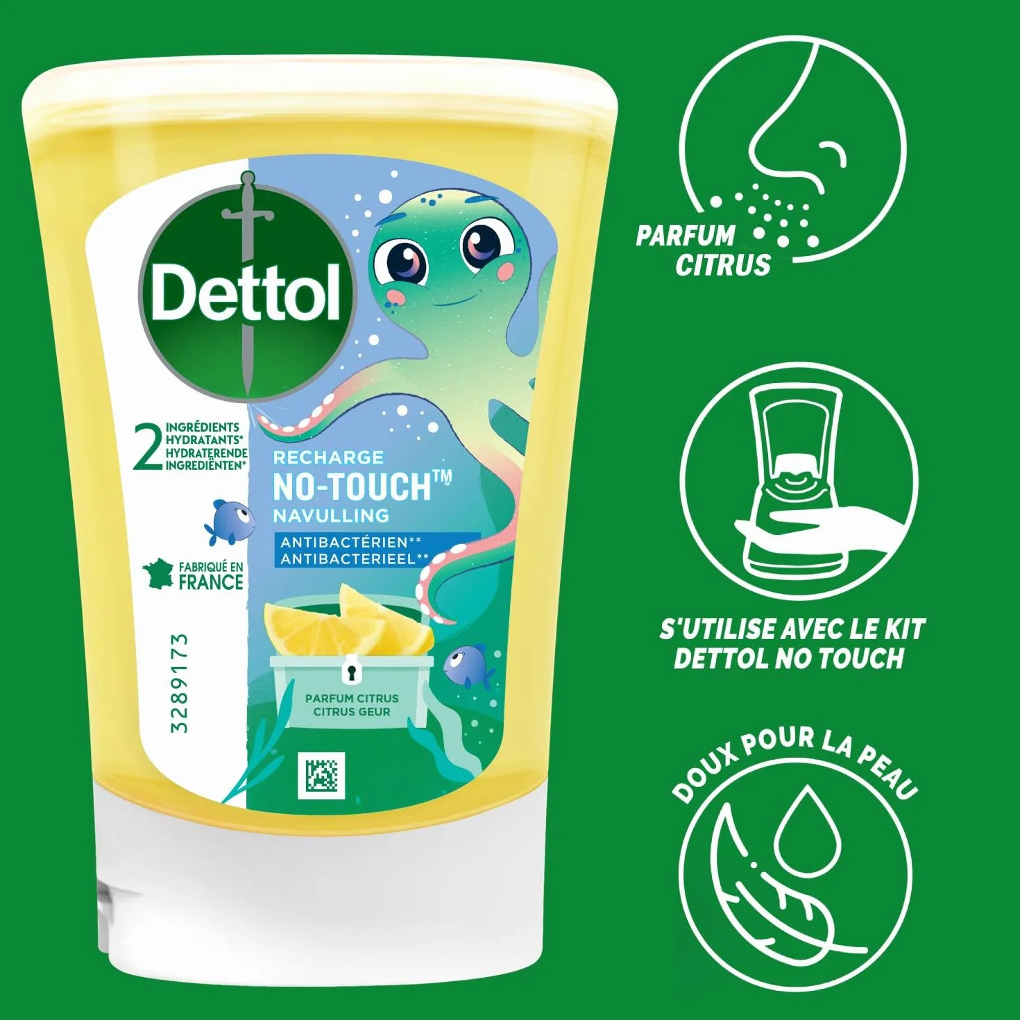 Dettol No-Touch Kids Recharge Savon Mains Citron 250 ml