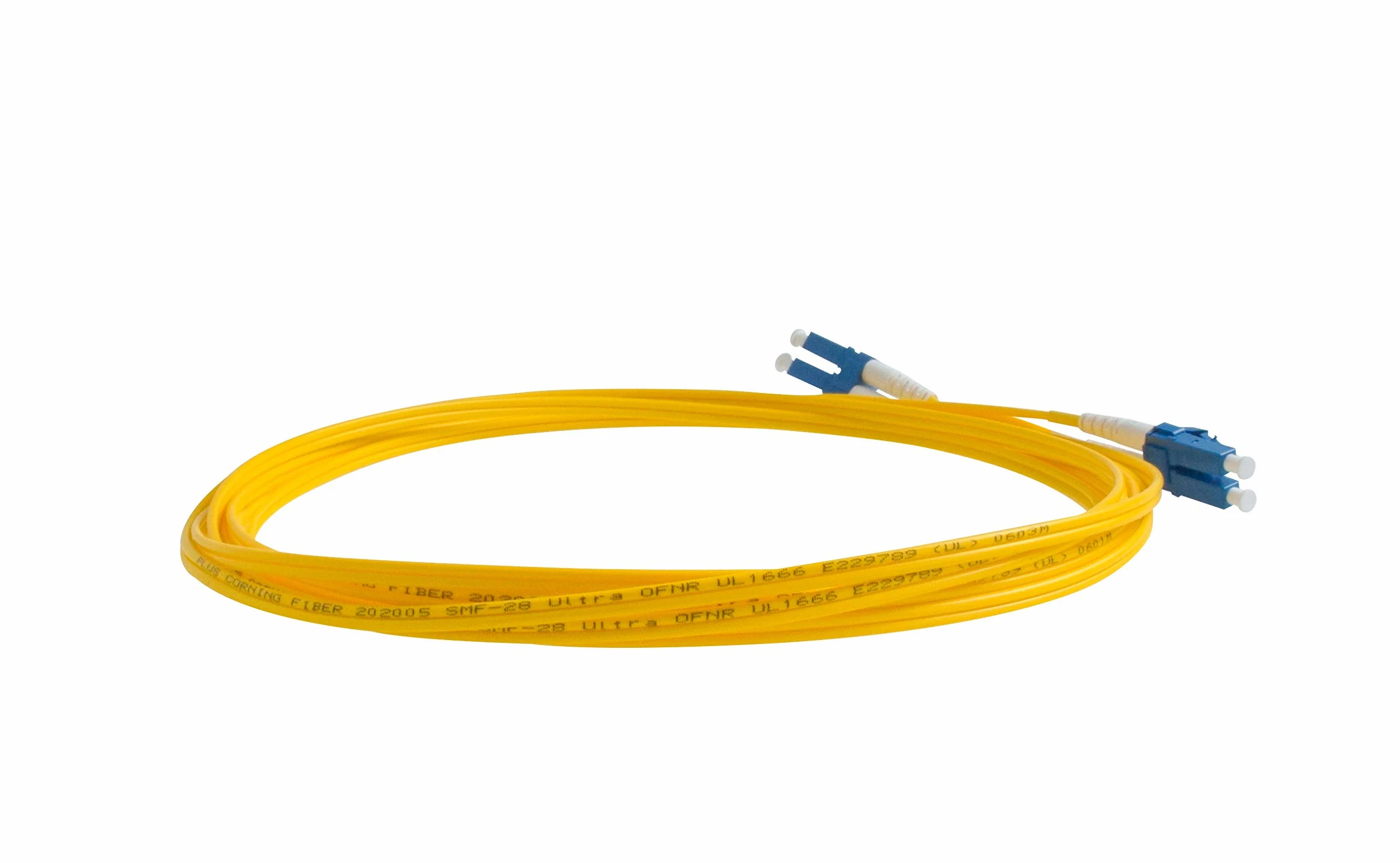 SpeedyFiberTX Corning SMF-28 Lot de 6 câbles de raccordement en fibre optique monomode 9/125 um (compatible OS1/OS2), Duplex, jaune Riser OFNR (0,50 m – Lot de 6)