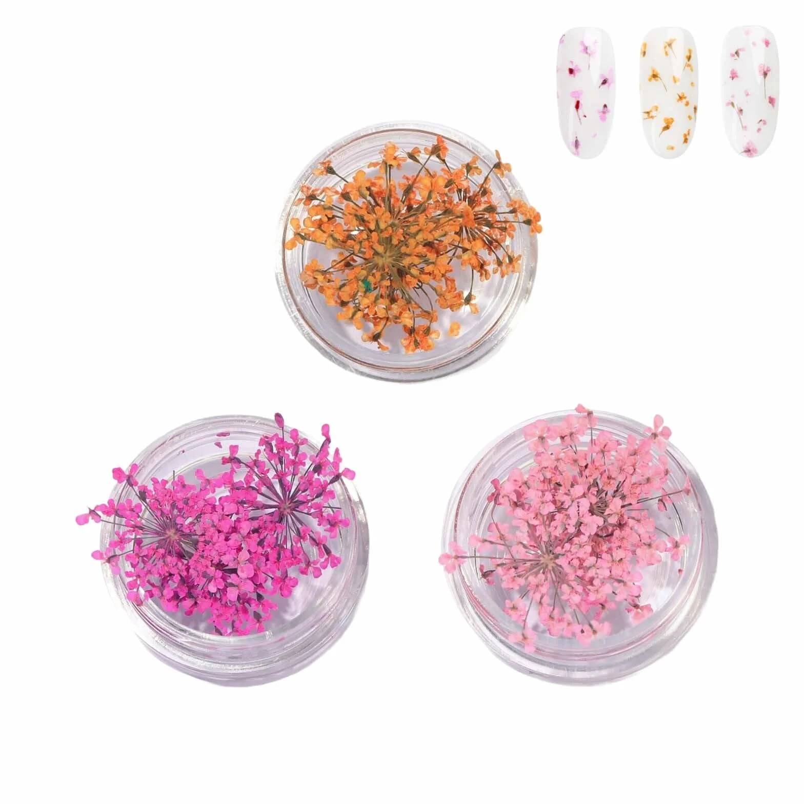 3 Pièces Fleurs Séchées Nail Art Autocollants 3D Résine UV DIY Manucure Ongles