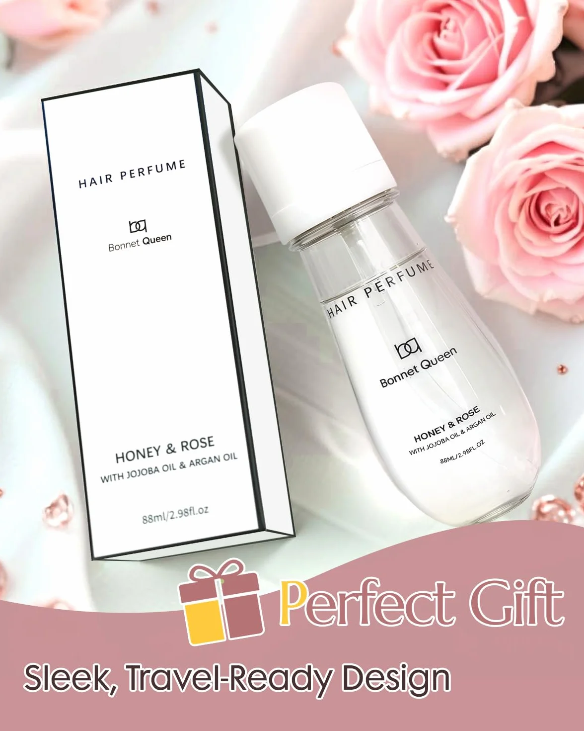 BONNET QUEEN Brume Parfumée Cheveux & Corps Miel et Rose 88 ml Spray Longue Tenue Hydratant Anti-Frisottis