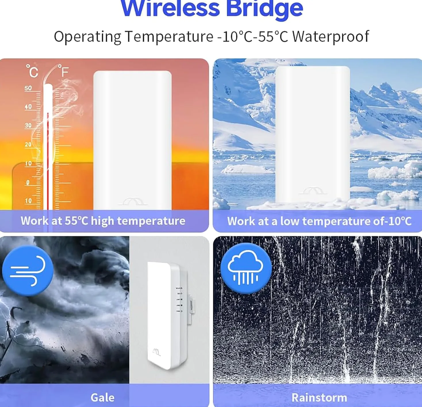 Pont sans fil 2.4GHz 300Mbps 2x14dBi Haute Vitesse (5KM)