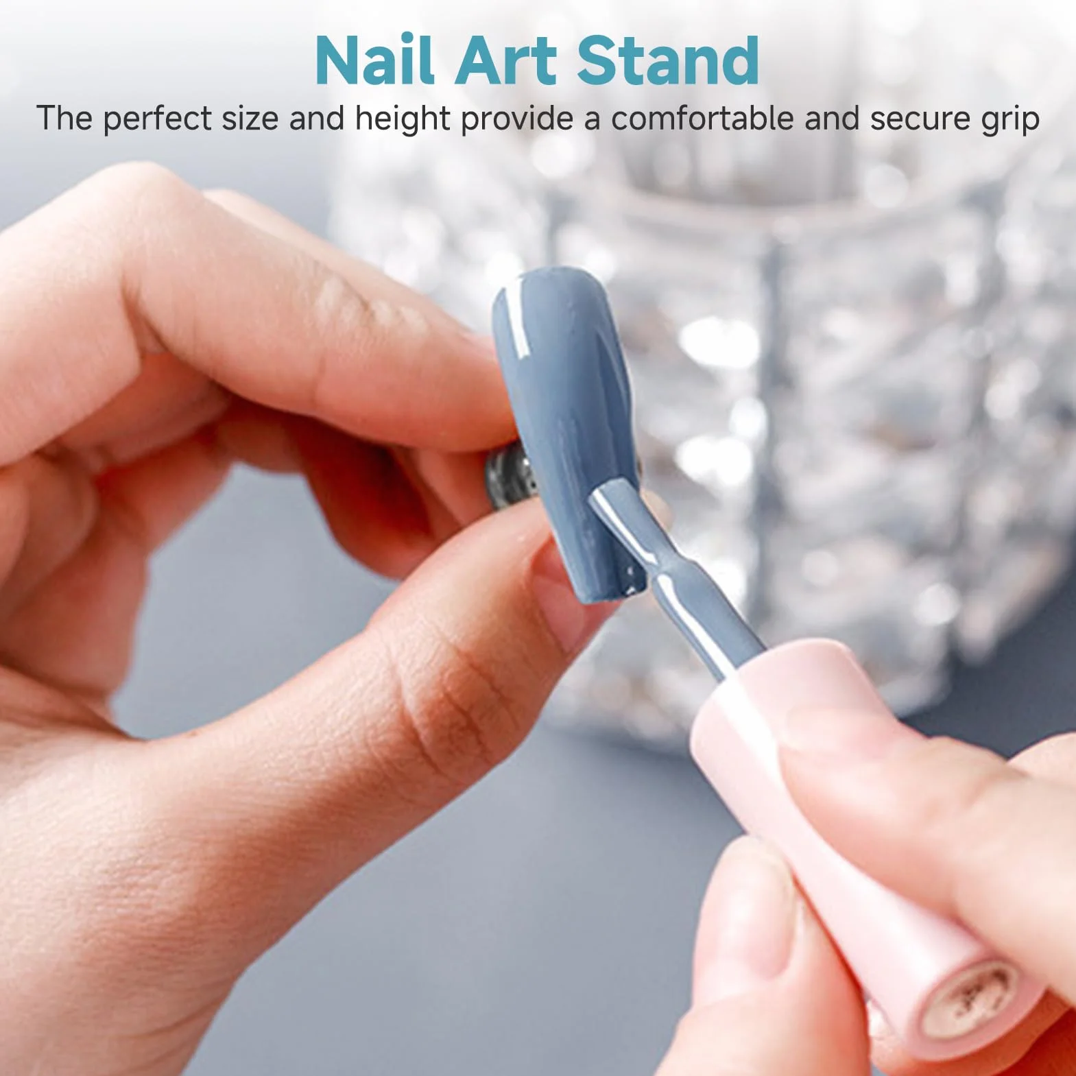 Supports Magnétiques pour Faux Ongles avec Base Acrylique et 100 Autocollants, Présentoir Nail Art Argent