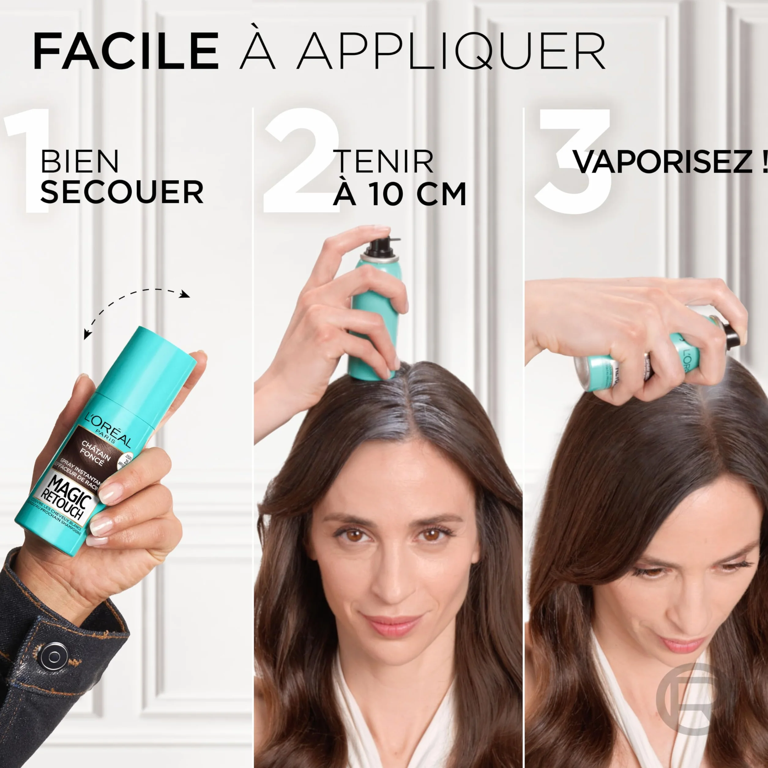 L’ORÉAL PARIS Magic Retouch Spray Instantané Correcteur de Racines & Cheveux Blancs, Châtain Foncé, 2x75ml