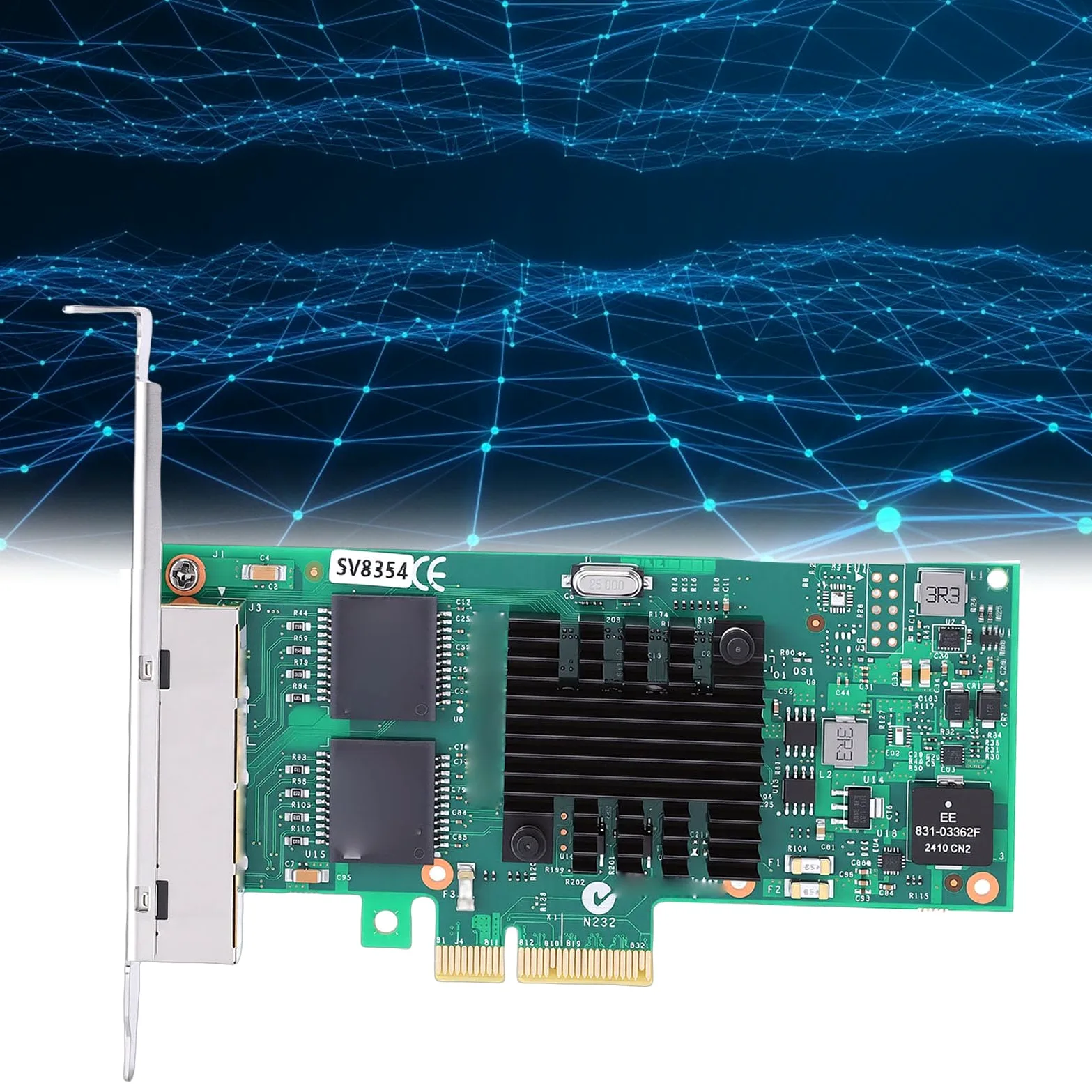Naroote Carte Réseau PCI Express Gigabit Ethernet 1000 Mbps Haute Performance Contrôleur 350AM4 Port RJ45 Réseau PCIE Adaptateur Fonctionnement Fiable Stable pour Serveur Bureau