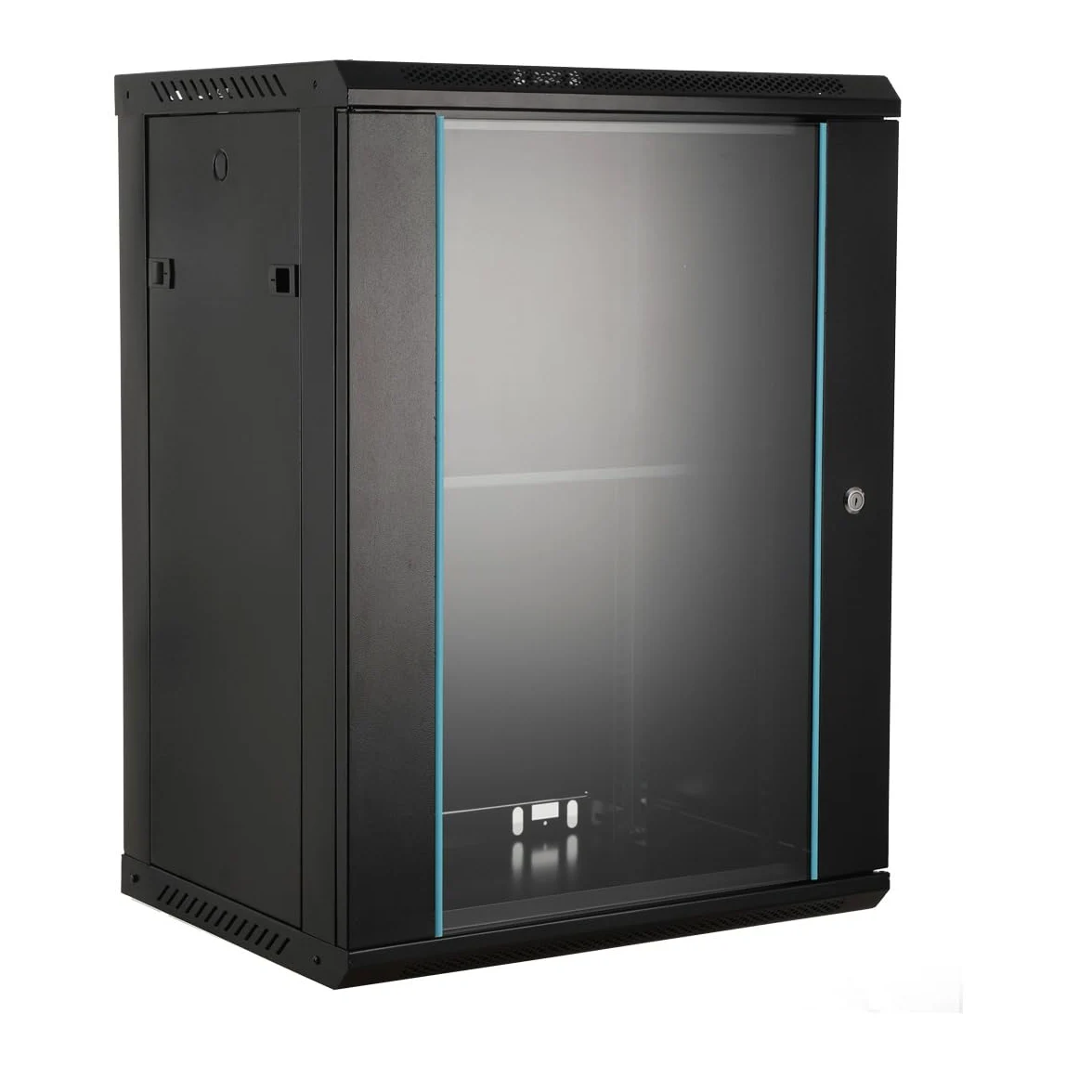 Rack de serveur réseau 15U 19" - Montage mural - Boîtier réseau pour appareils informatiques, A/V - Armoire réseau, armoire réseau, armoire d'ordinateur, porte en verre verrouillable - Parois