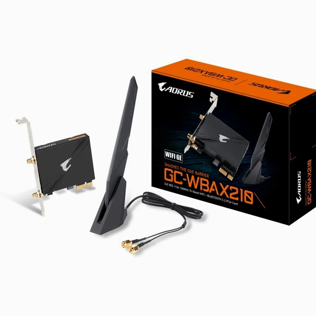GIGABYTE WiFi 6E GC-WBAX210 (2 x 2 802.11ax/Wi-FI tri-Bande/Bluetooth 5.2/Carte d'extension PCIe)