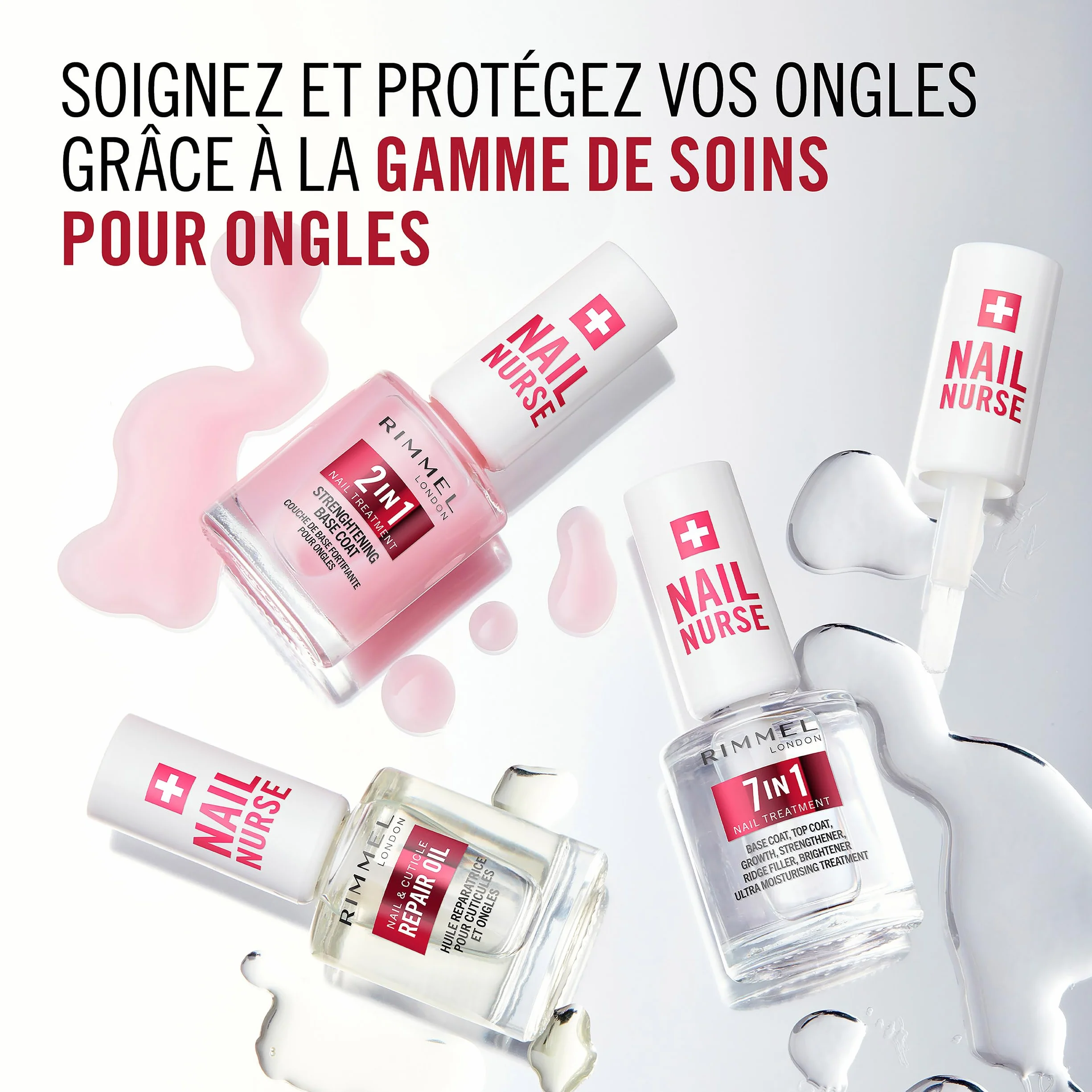Rimmel London Base & Top Coat 7 en 1 polyvalent 12 ml soin des ongles vegan