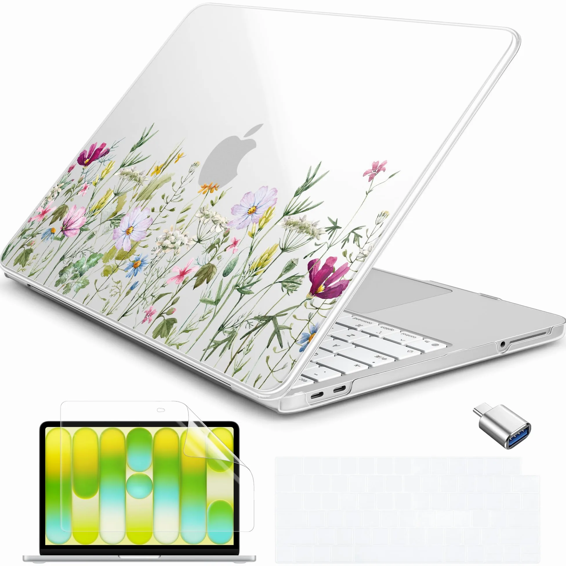 Batianda Coque rigide ultra fine pour MacBook Neo 13" version 2026, modèle A3404, avec protection de clavier, protecteur d'écran et adaptateur USB, ensemble d'accessoires légers pour ordinateur