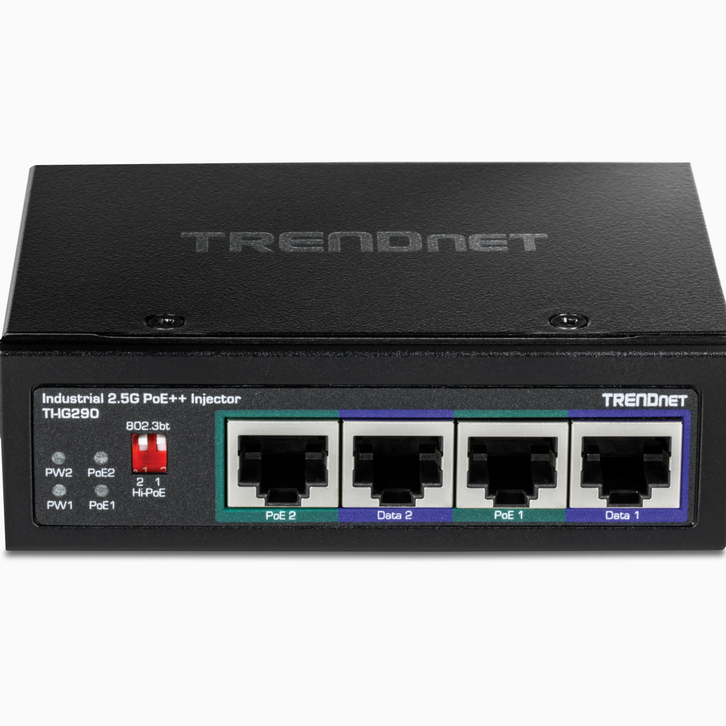 TRENDnet, TI-IG290, Injecteur PoE++ Industriel 2 Ports 2,5 G 95 W, Prend en Charge IEEE 802.3af PoE, IEEE 802.3at PoE+ et IEEE 802.3bt PoE++, Non Compatible avec Les appareils PoE passifs