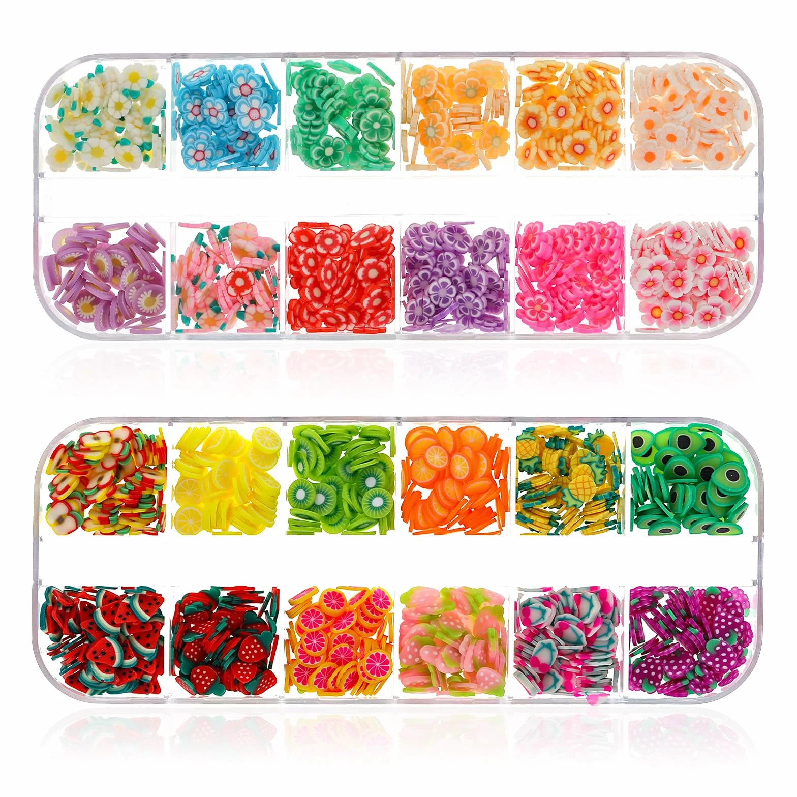 simarro Lot de 1000 disques de fruits pour ongles - Breloques mignonnes en forme de fleurs de fruits - Mini disques de fruits 3D - Pour nail art, téléphone portable, bricolage, décoration