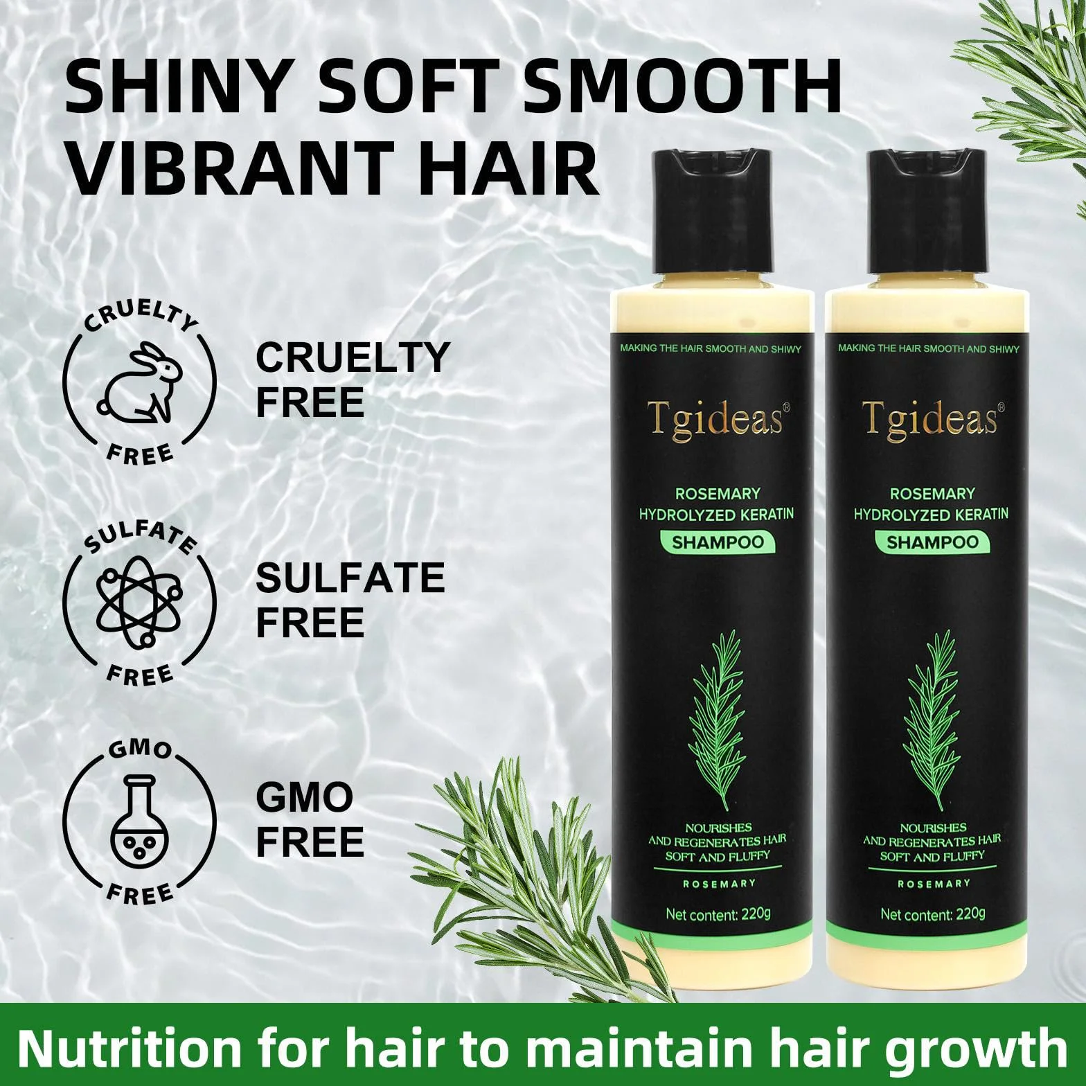 Tgideas Shampoo Bio Croissance Cheveux Sauge Romarin Renforcer Épaissir Kératine Hydrolysée Cheveux Fins Chute