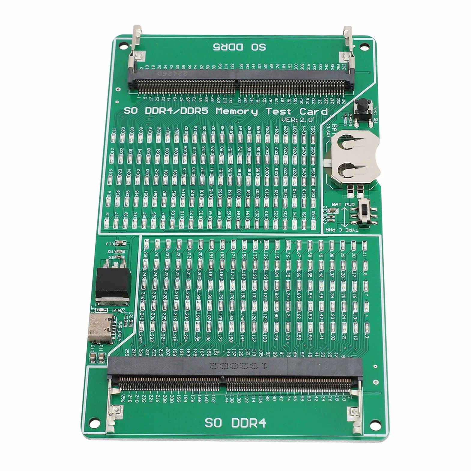 Testeur de Mémoire DDR4 DDR5 2 en 1 Carte de Test avec Indicateur LED pour Ordinateur Portable