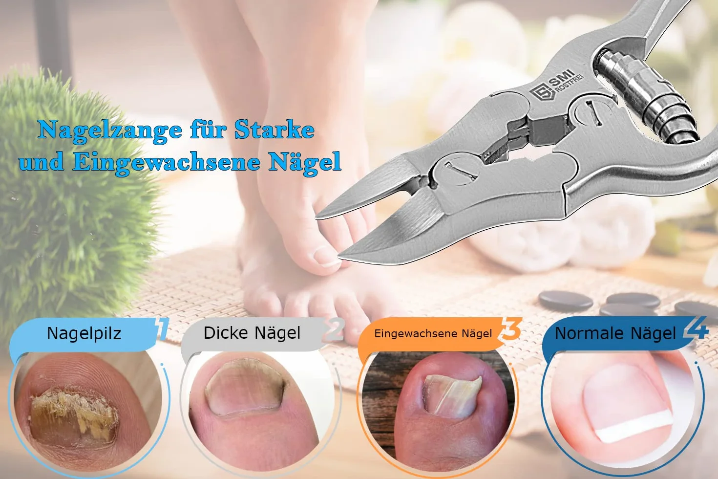 Pince à Ongles Robuste SMI 15,5 cm Acier Inoxydable Coupe Ongle Pied Professionnel