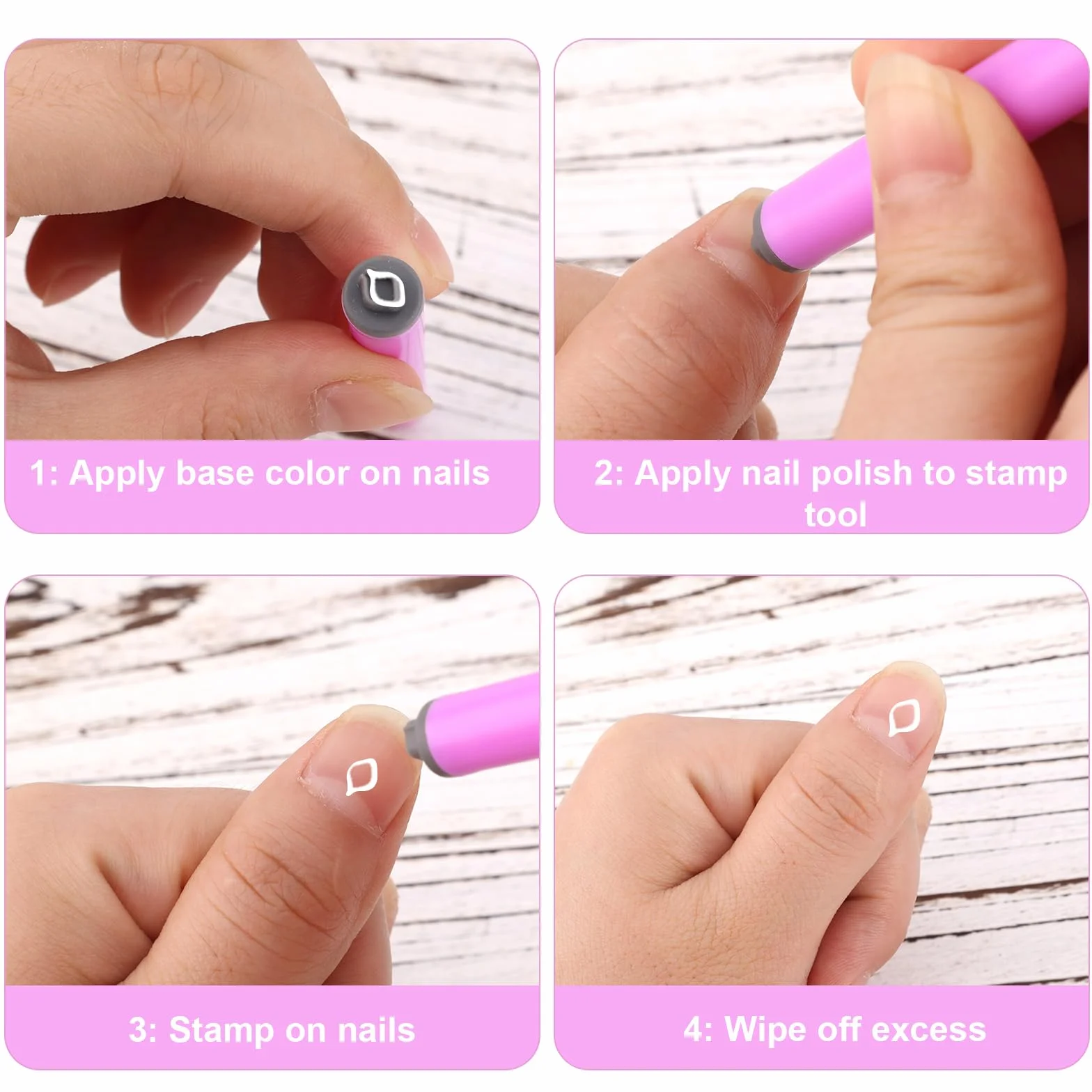 Stylos Tampons pour Ongles 19pcs, Outils Tampons Ongles avec Motifs Papillon Flocon Neige Fleur, Accessoires Ongles Bricolage