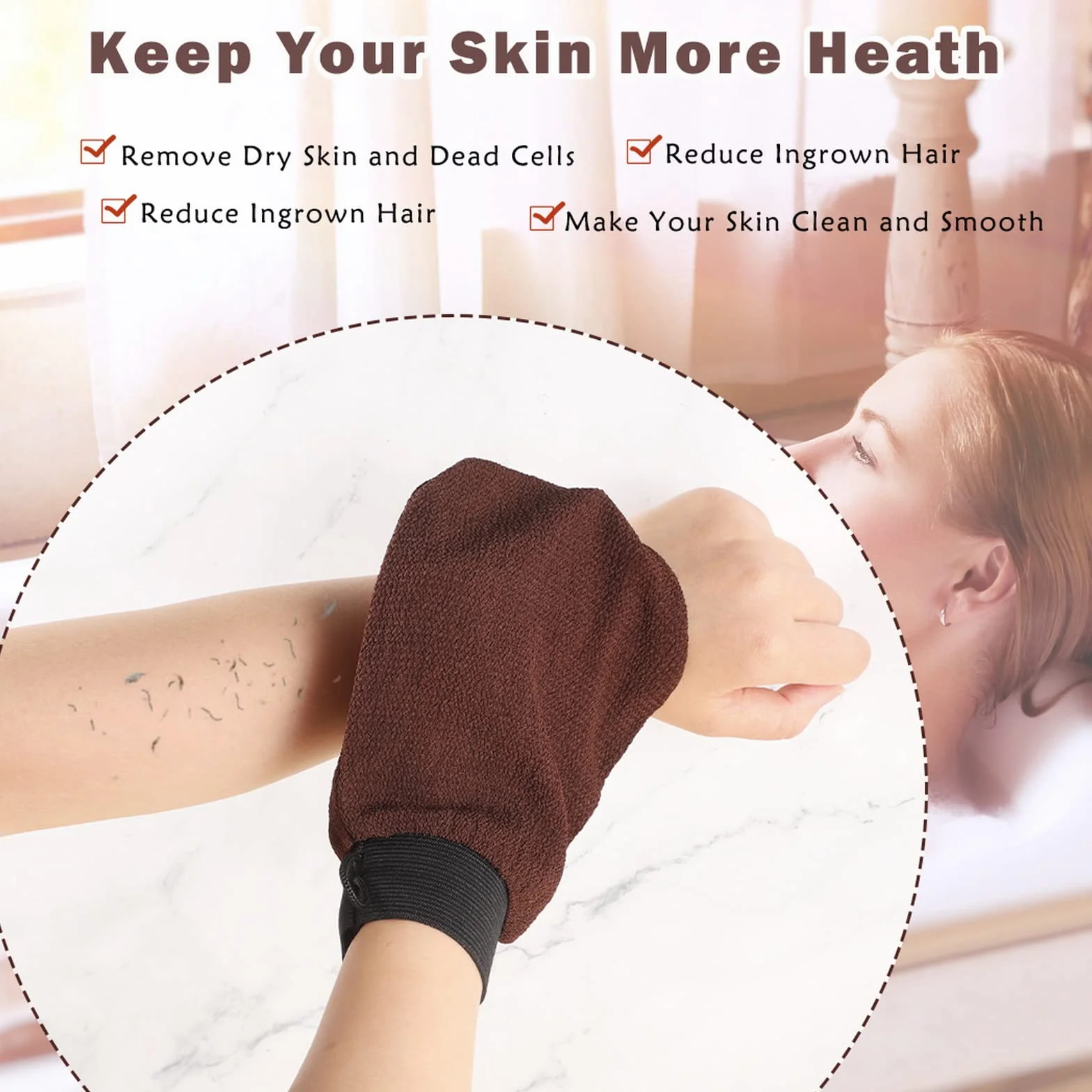 Lot de 2 Gants Exfoliants Corps en Crin pour Gommage Corps et Visage, Kessa Noir Marron