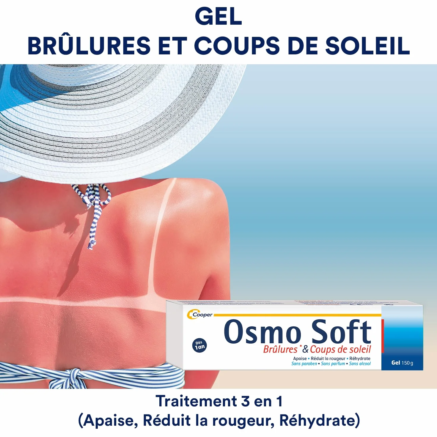 OSMOSOFT Gel Brûlures et Coups de Soleil Apaise Réduit Rougeur Réhydrate 150 g