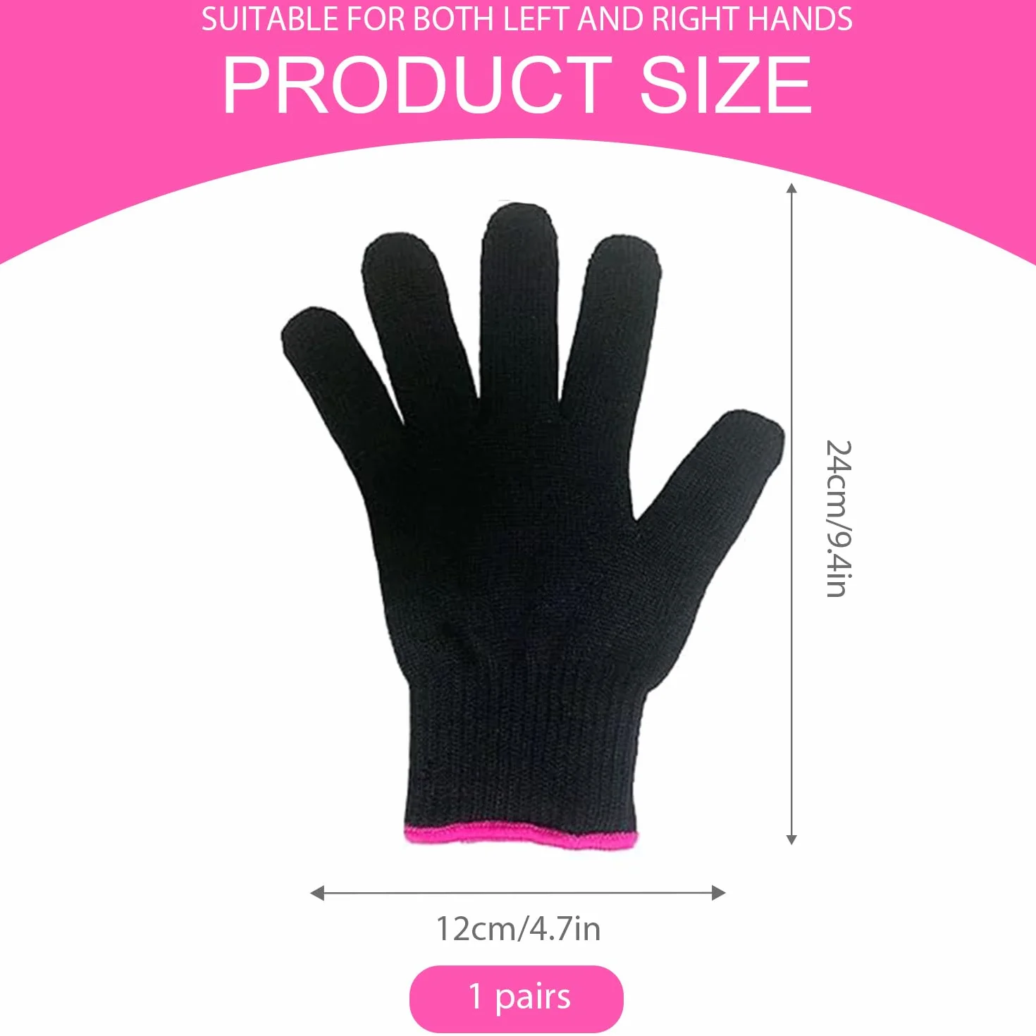 Gants de protection professionnels résistants à la chaleur extensibles pour le coiffage (rose rouge) 2 pièces