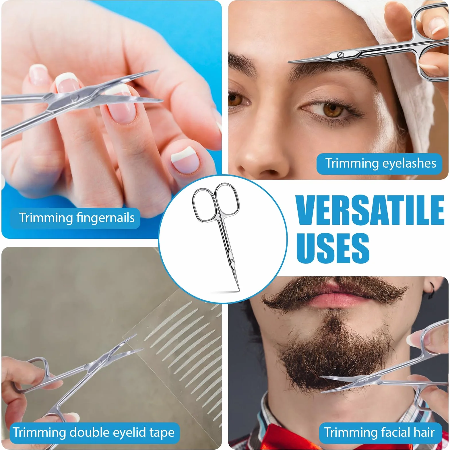 Ciseaux à Cuticules Professionnels en Acier Inoxydable, Ciseaux de Précision à Lame Courbée pour Manucure et Pédicure