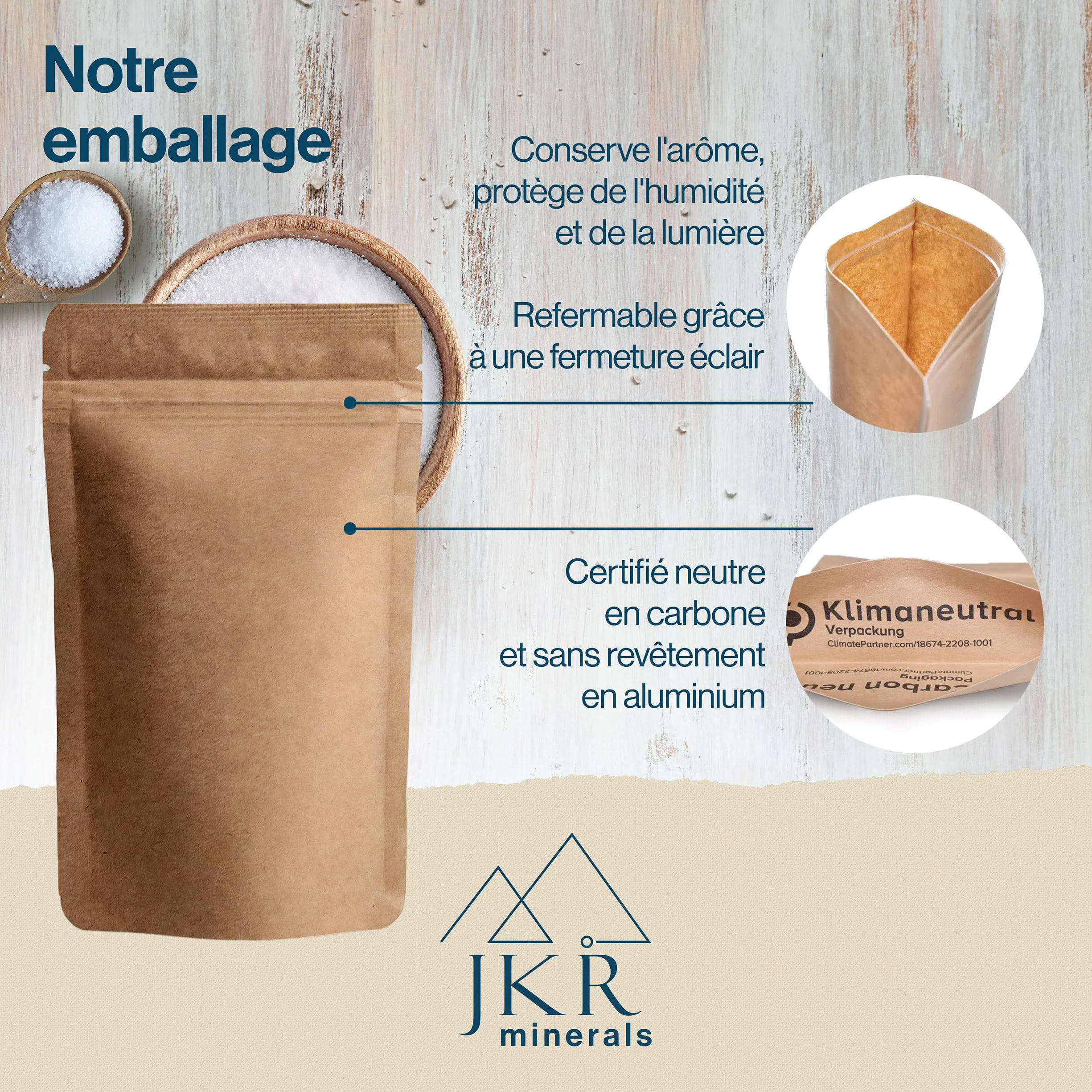 JKR Spices Sel d'Epsom 200 g | Sel de magnésium sulfate alimentaire | MgSO4 sac refermable neutre en CO²