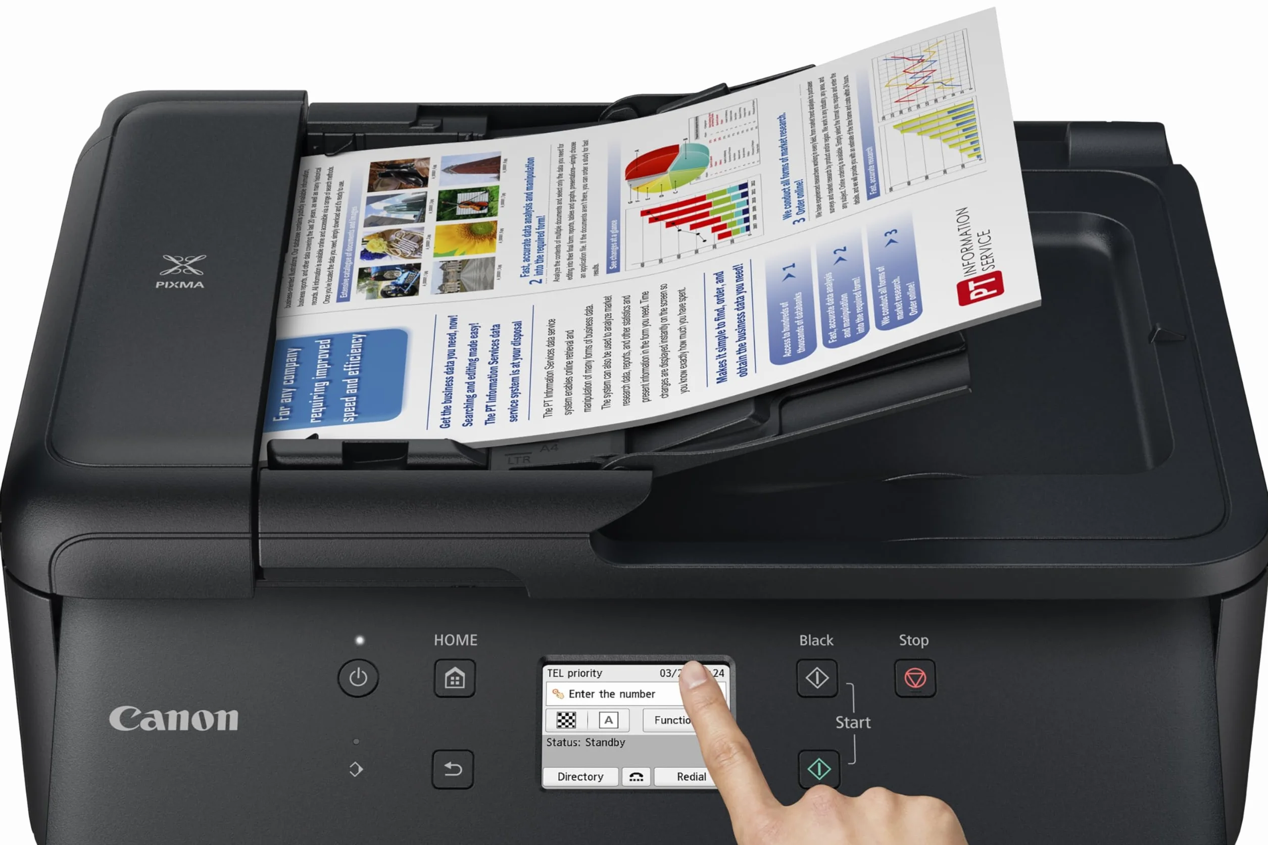 Canon PIXMA TR7650 Imprimante Multifonction A4 WiFi Jet d'Encre Couleur 4 en 1 Scanner Copieur Fax ADF LCD Blanc