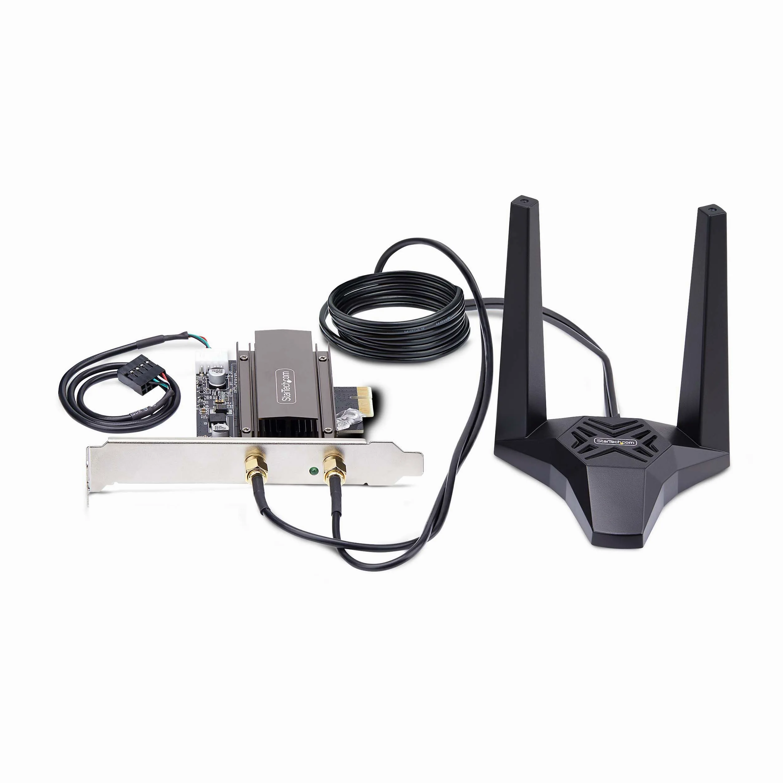 StarTech.COM Carte réseau Wi-FI 6E PCIe, Bluetooth 5.3, Base d'antenne magnétique, Triple Bande 802.11ax, AX5400 NIC, Windows/Linux