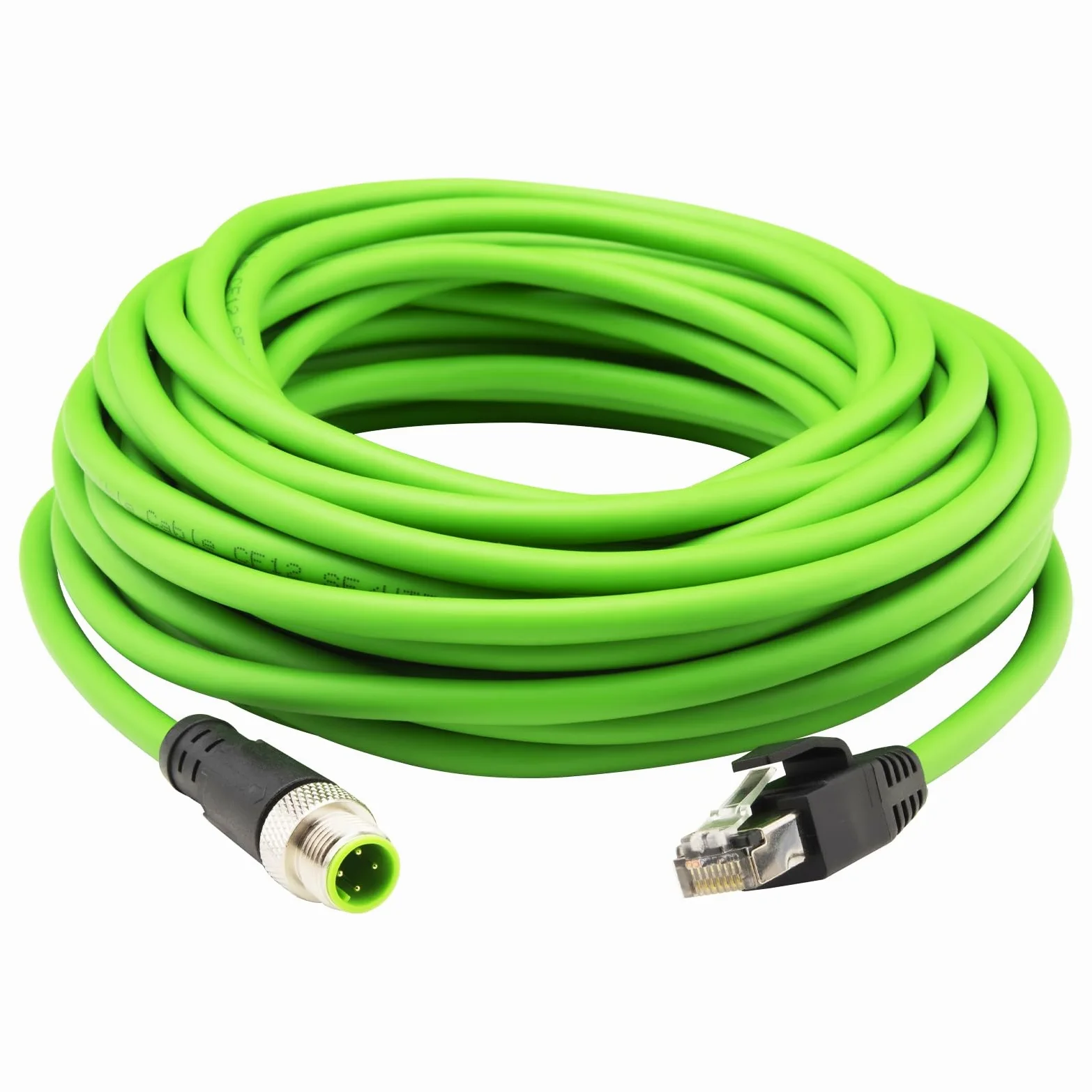 Câble Ethernet M12 vers RJ45 de 10 m étanche, M12 4 broches D mâle vers RJ45 mâle, câble blindé SFTP 24 AWG avec gaine en PUR noire, cordon de raccordement blindé de 10 m pour application