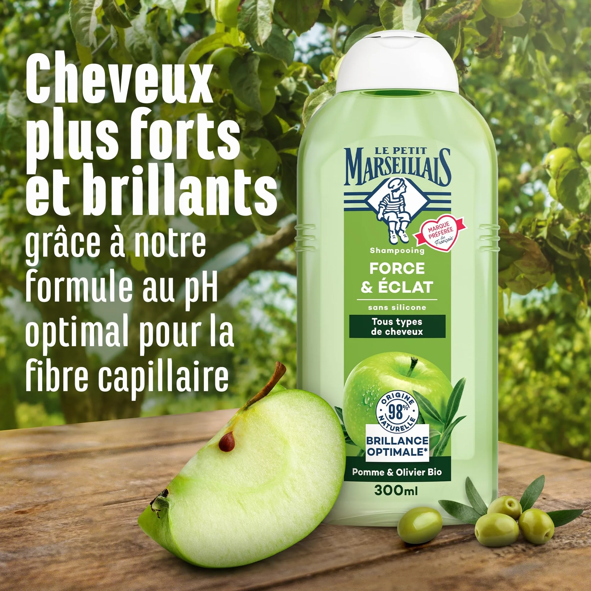 Le Petit Marseillais Shampooing Force & Éclat Pomme & Olivier Bio 300 ml
