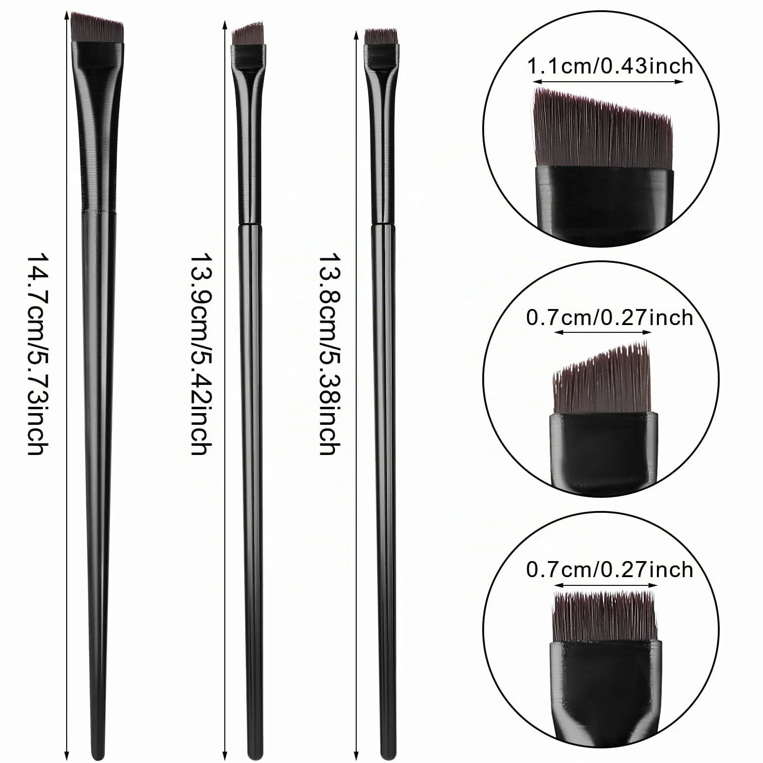 Pinceaux À Sourcils Lot De 3 Pinceau Biseauté Fin Poils Synthétiques Sans Cruauté