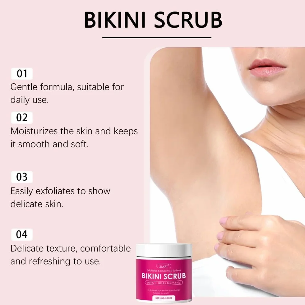 Gommage Corporel 2pcs Bikini 10% AHA+BHA Curcuma 100g Élimine Poils Incarnés