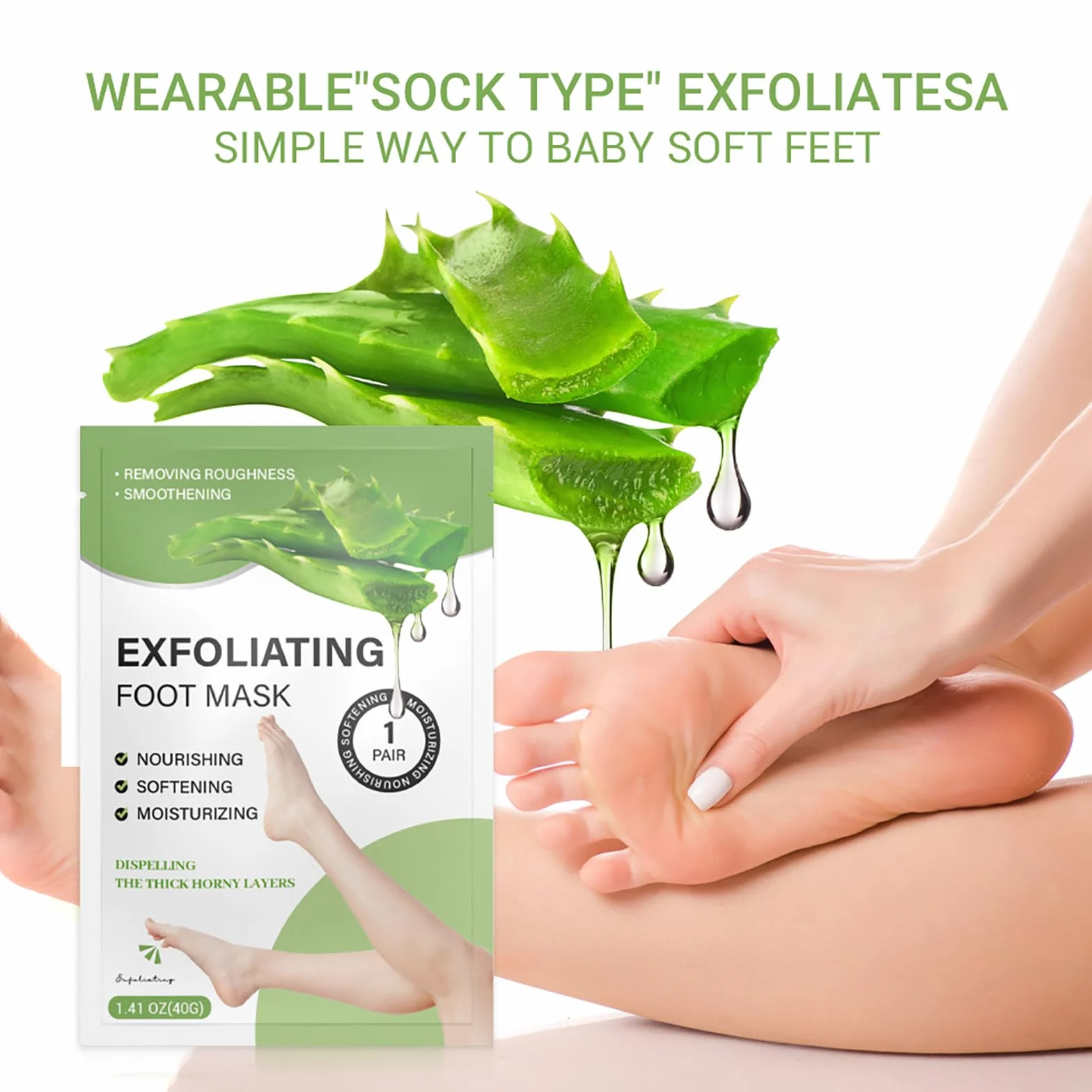VolksRose Masque Pied à l'Aloe Vera 3 Pièces - Chaussettes Hydratant Réparateur Talons Fissurés