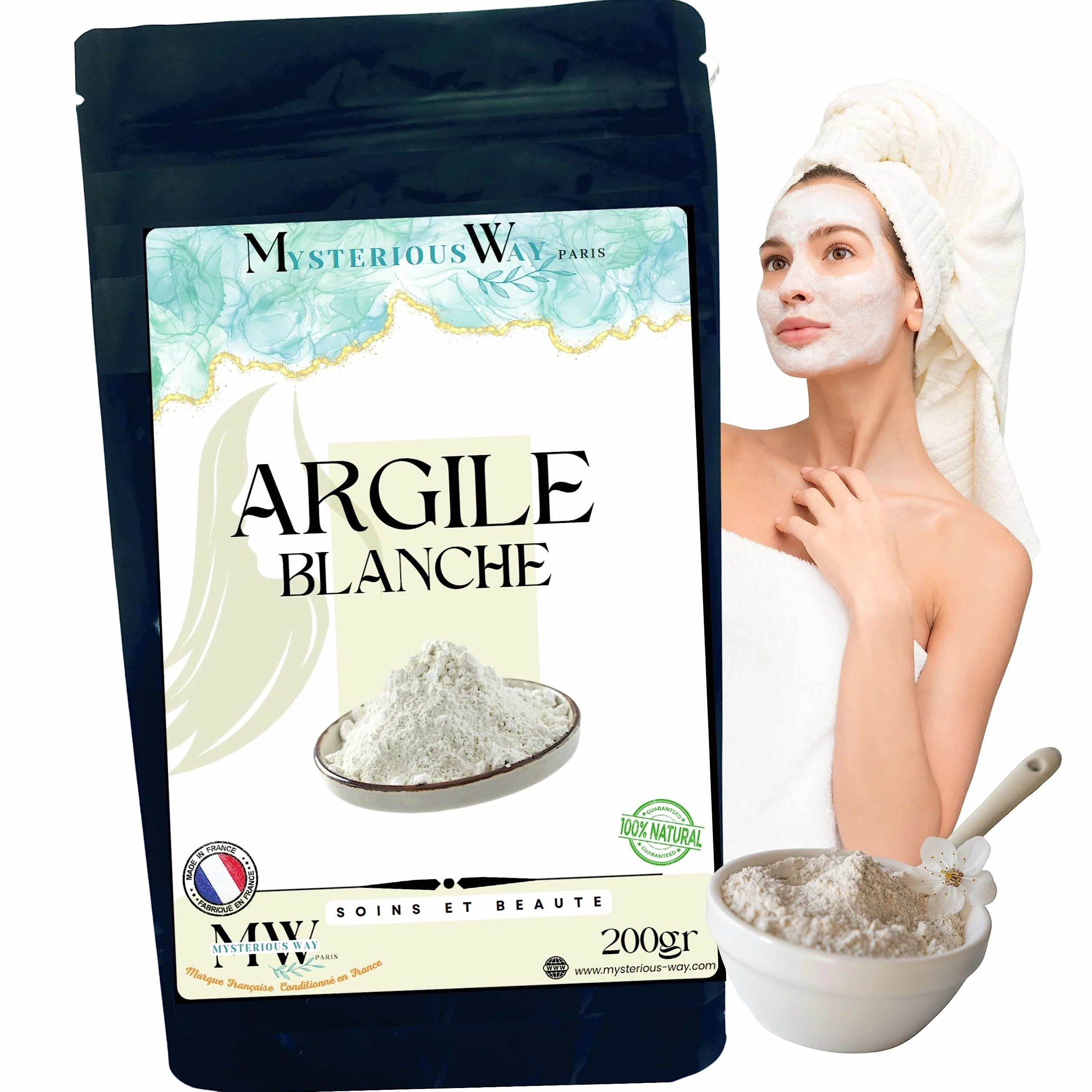 Argile 200gr Poudre Naturel Masque Visage Corps Gommage Détoxifiant