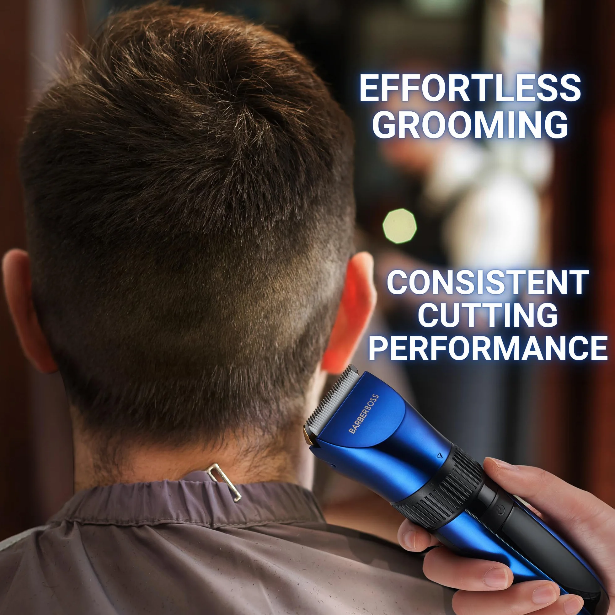 BarberBoss Tondeuse à barbe et à cheveux sans fil étanche lames céramique écran LED charge rapide QR-2082