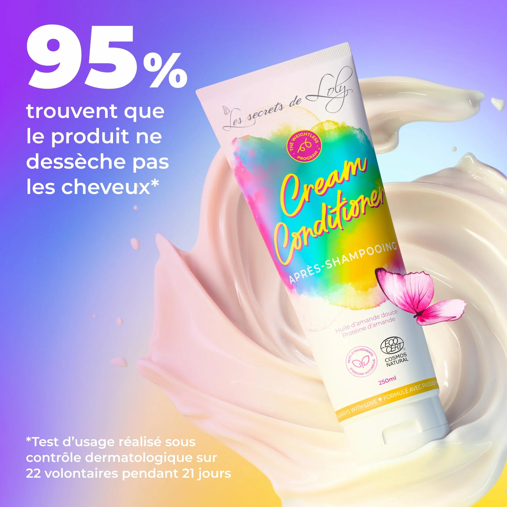Les Secrets de Loly Après-shampooing démêlant Hydratant & définition Cheveux ondulés bouclés frisés crépus 250 ml