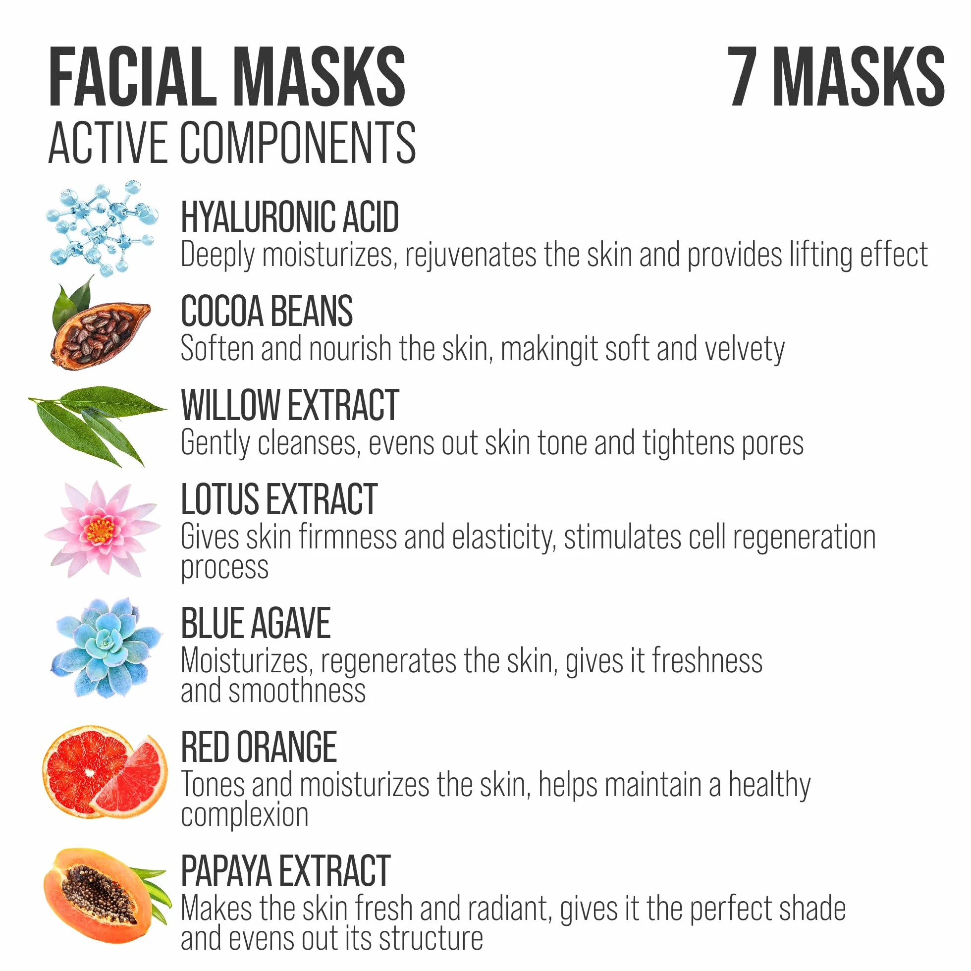 7Days Coffret Cadeau Masques en Feuille Hydratants Nourrissants Visage 7 Pièces