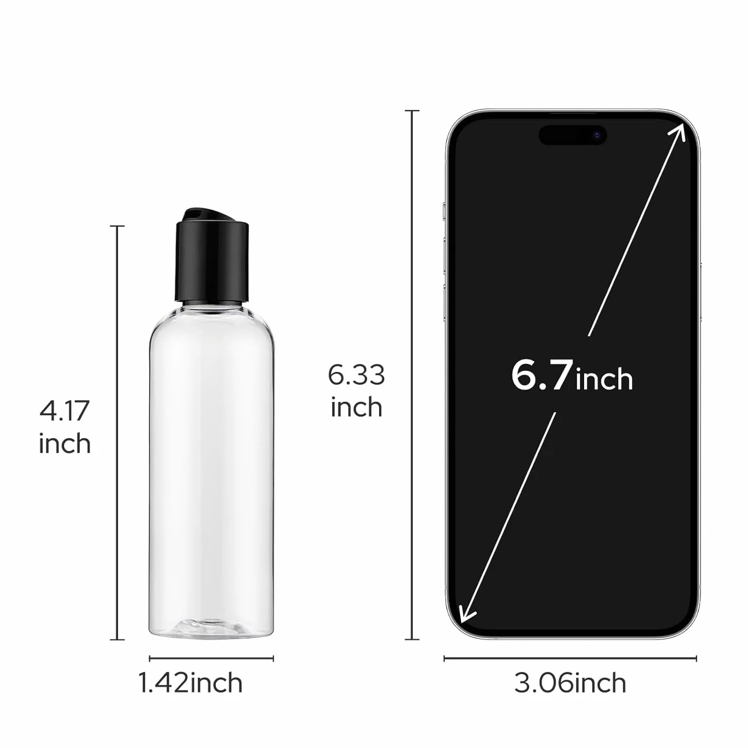 Bouteille de Flacon Voyage Vide 100ml Anti-Fuite Rechargeable Avec Etiquette 5pcs Transparent