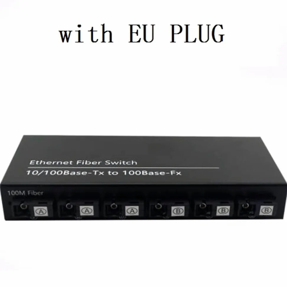 Commutateur Fast Ethernet 10 / 100M Convertir 20KM Convertisseur de MéDia à Fibre Optique en Mode Unique 2XRJ45 et 6XSC 3A3B-EU Plug