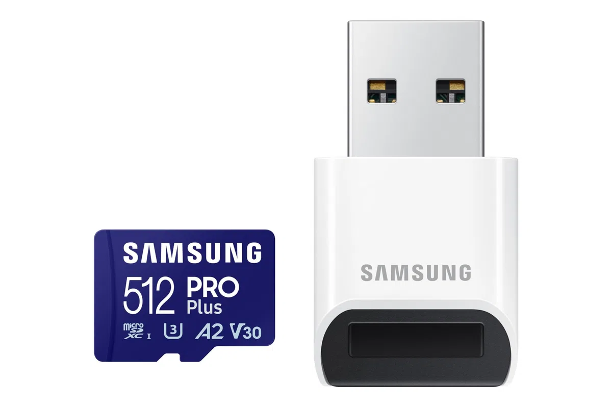 Samsung Carte Mémoire MicroSDXC, PRO Plus, 512 Go, Vitesse de Lecture jusqu’à 180 Mo/s, fournie avec Lecteur USB