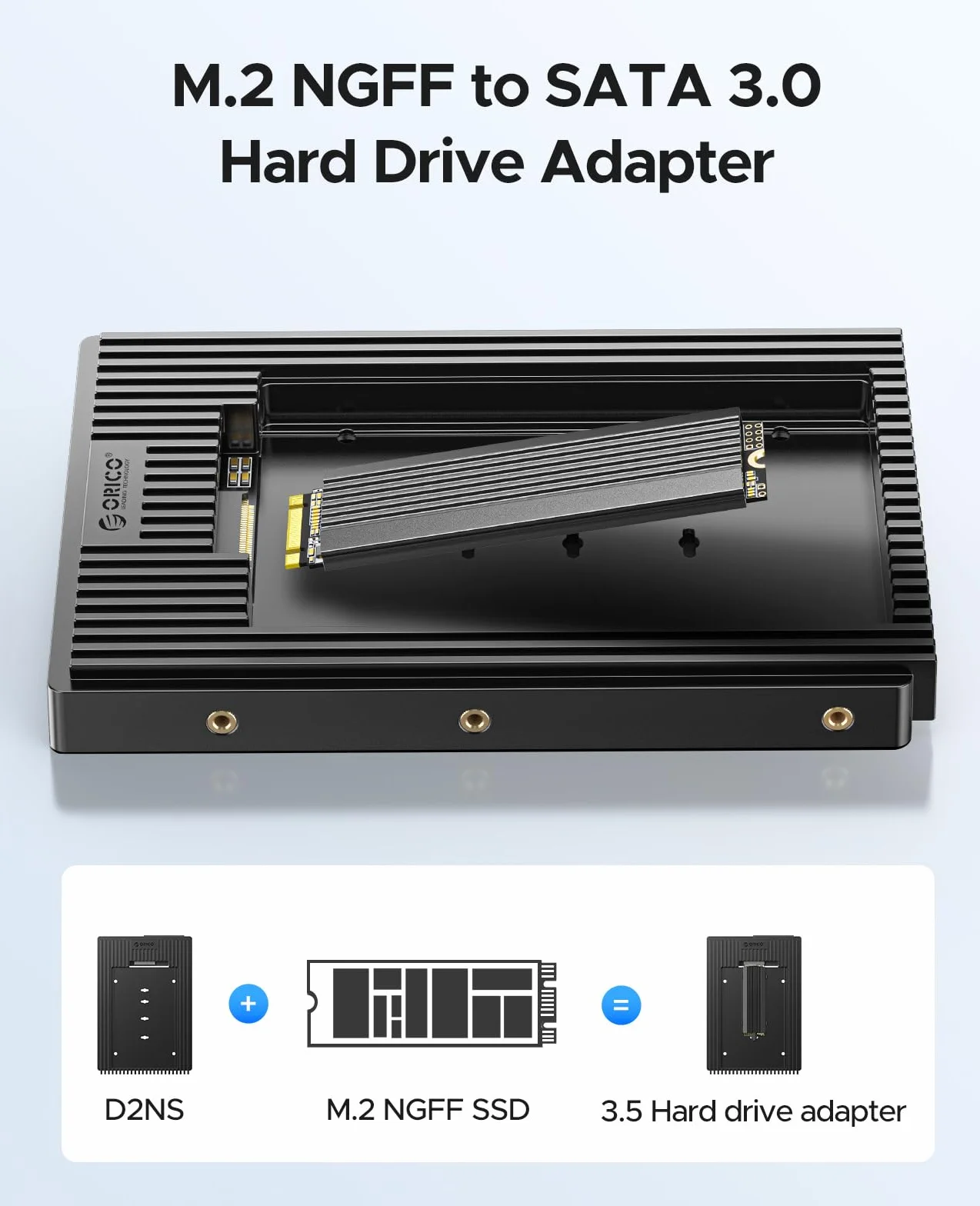 ORICO Adaptateur de Disque Dur M.2 NGFF vers 3,5 Pouces SATA, Cadre de Montage pour M.2 SATA SSD B+M Key 2230/2242/2260/2280