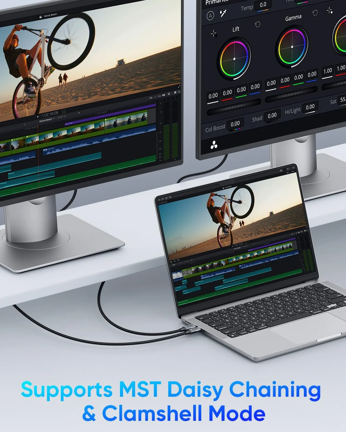 SUNGUY Câble USB-C vers DisplayPort 1m 8K@60Hz 4K@240Hz 32.4Gbps Thunderbolt 4/3 pour iPhone 16/15 Pro Max MacBook Pro Air iPad Mac Mini