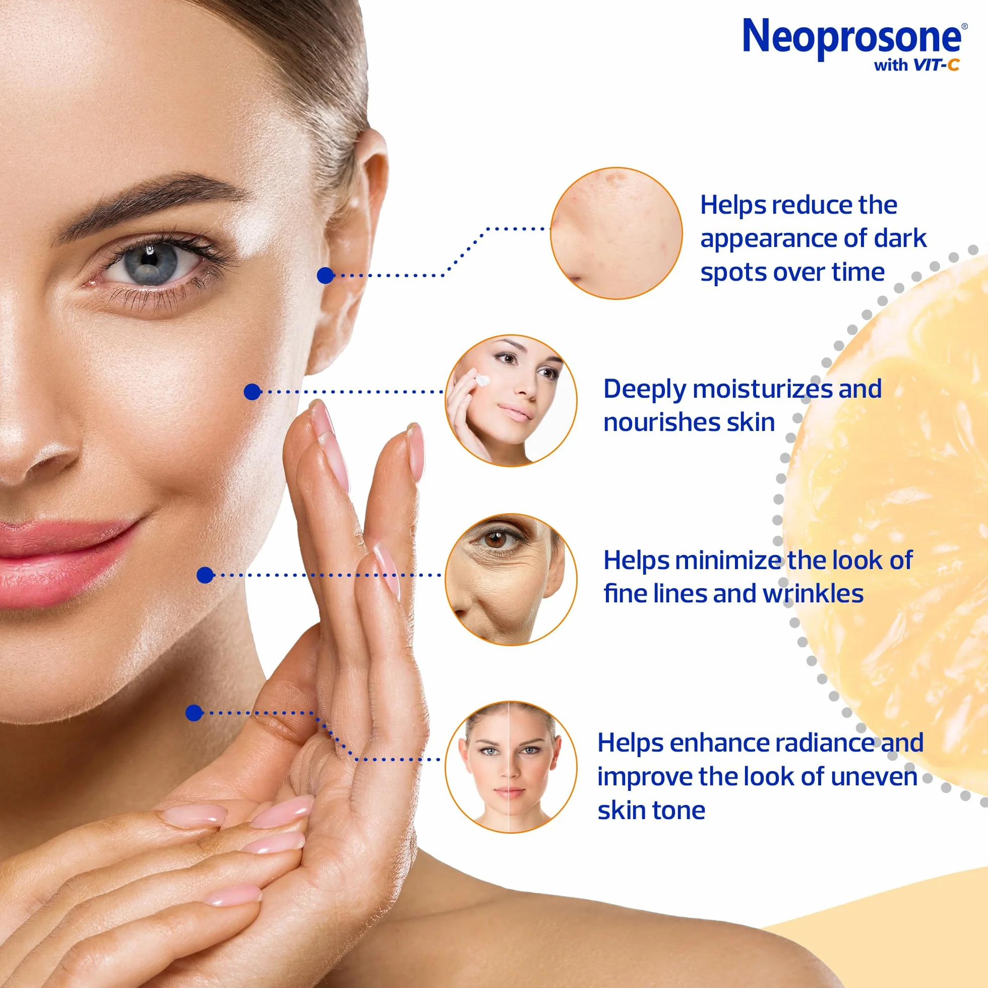 Neoprosone Crème Éclaircissante 50g Anti-Taches Sombres Visage Aisselles Coudes Genoux Cou