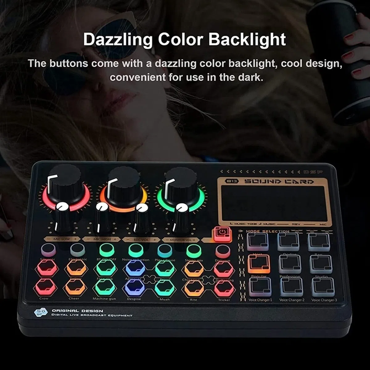 MRKU Mixeur Audio Professionnel, Mini Carte Son Externe en Direct pour l'enregistrement de Musique en Direct, Le karaoké et Le Chant