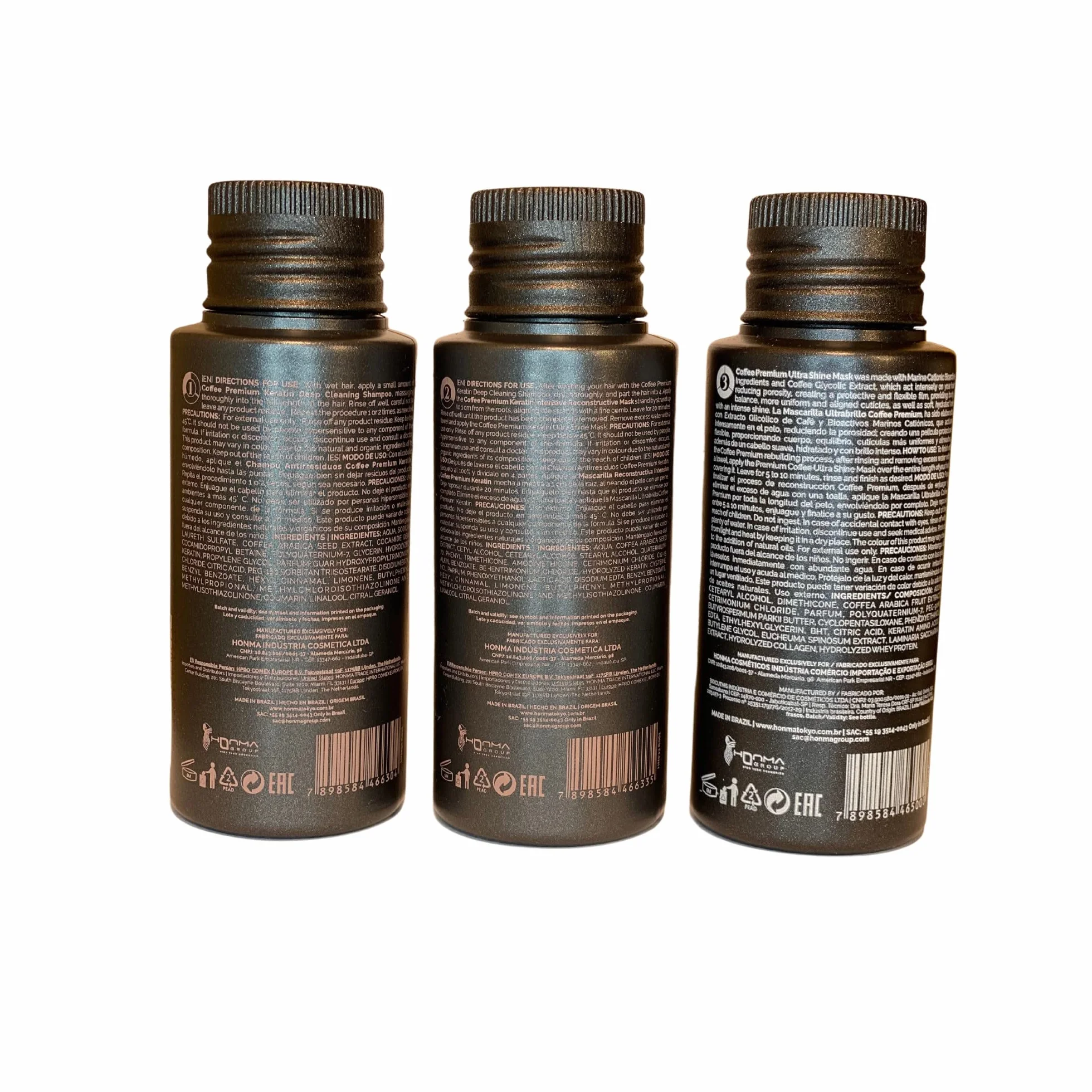 Mini-kit lissage brésilien Coffee Premium Honma Tokyo 3 x 100 ml