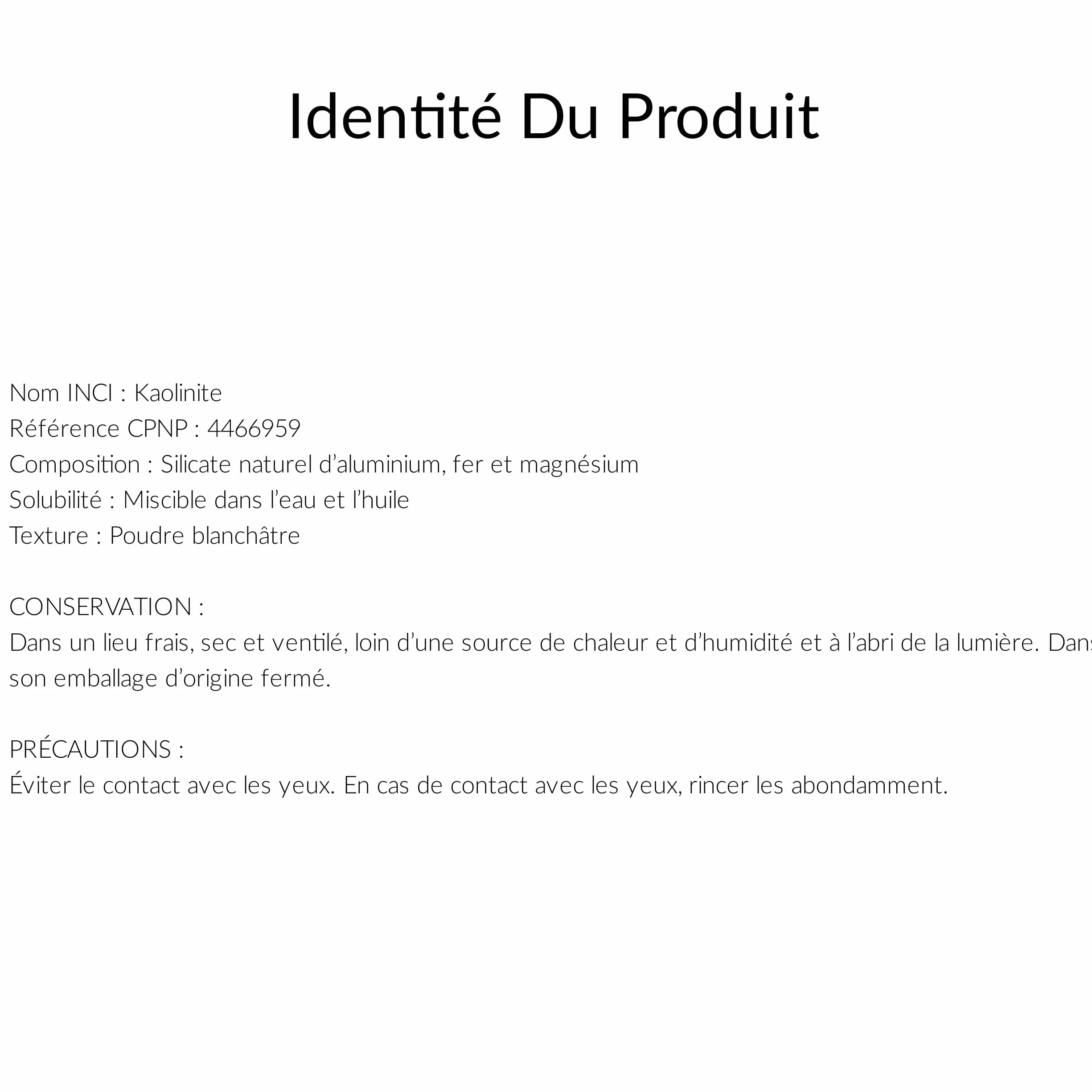 Argile blanche kaolin certifiée Eco-Cert avec pinceau applicateur masque en silicone visage corps cheveux