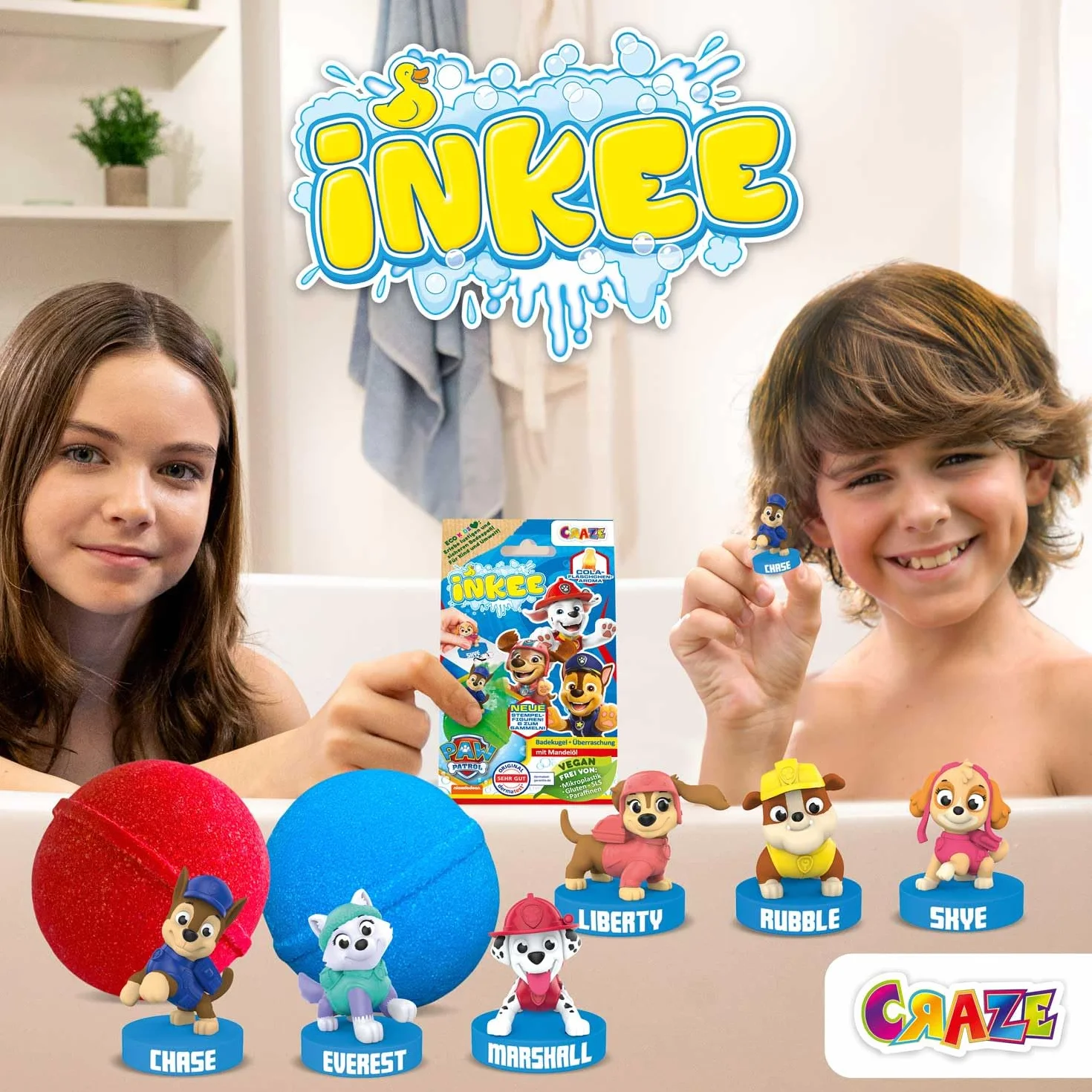 INKEE PAT PATROUILLE Bombes de bain enfant 3x 80g avec jouet