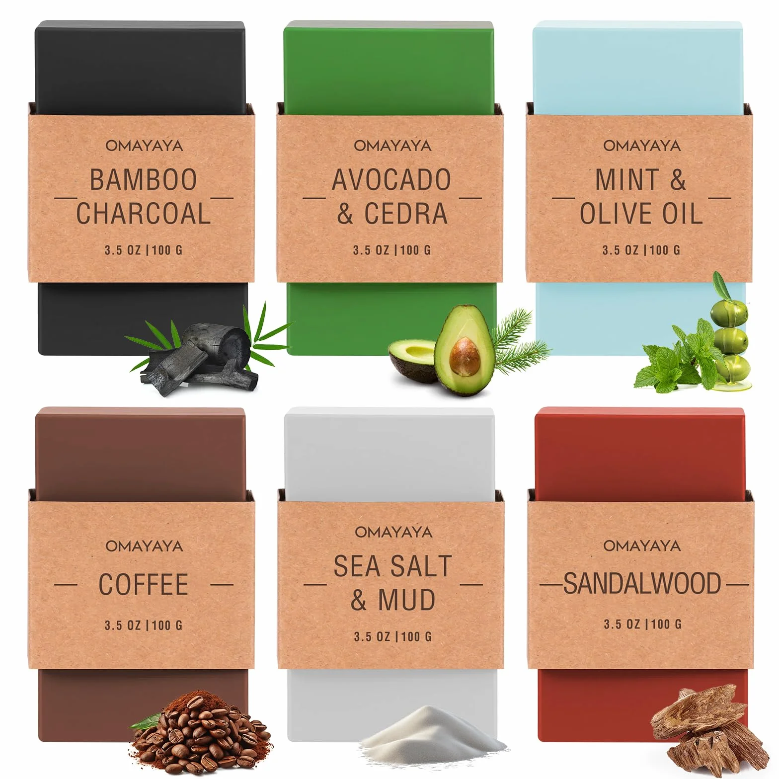 Savon de douche pour homme 100 g solide naturel lot de 6