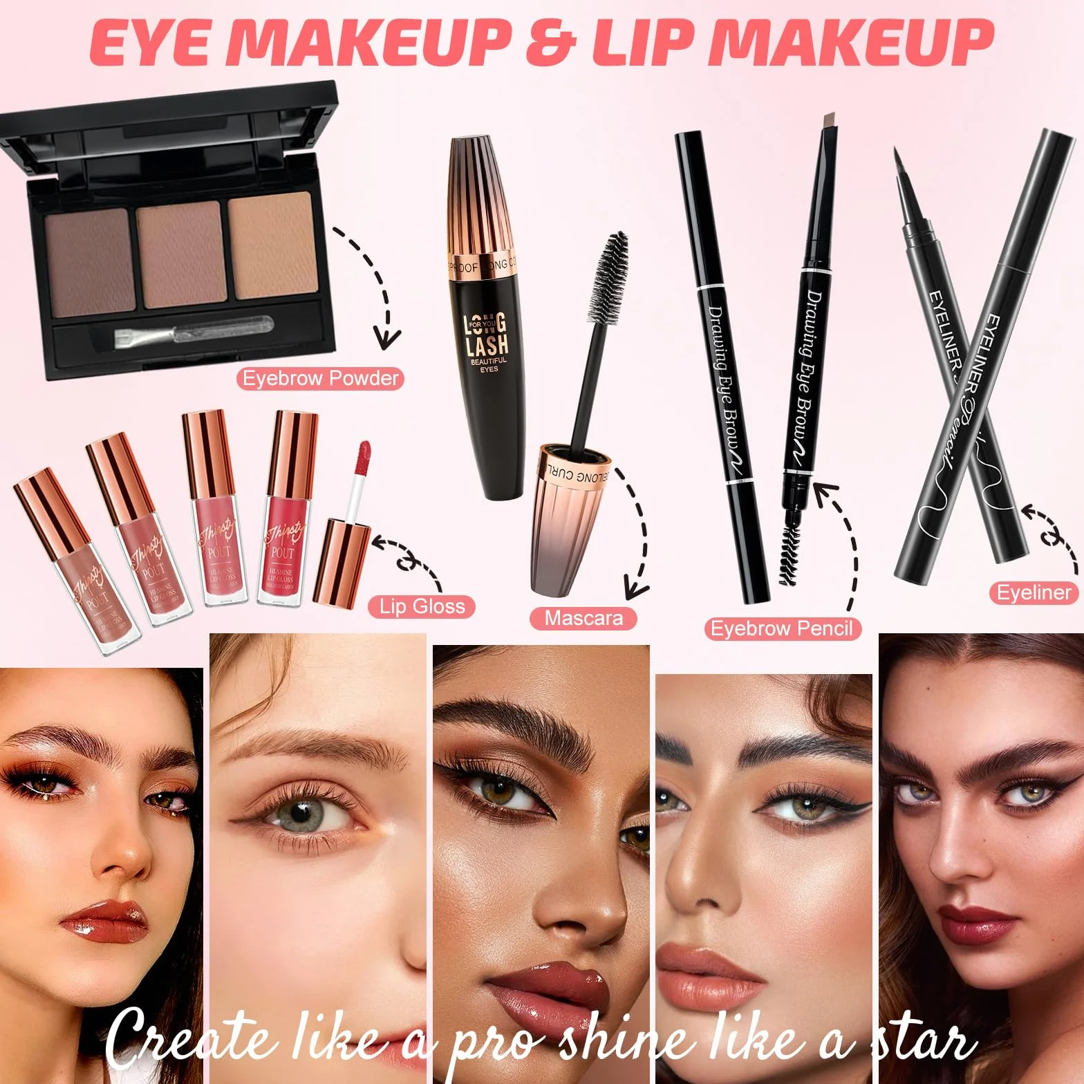 Coffret Maquillage Femme Kit Maquillage Ado Professionnel Complet avec Trousse BB Crème Fond Teint Mascara Palette Yeux Gloss