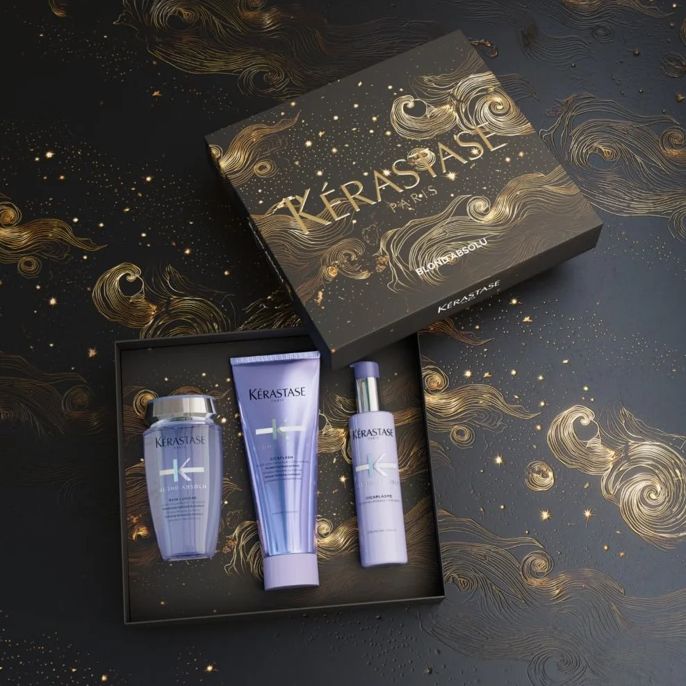 KÉRASTASE Blond Absolu Coffret Bain Lumière Fondant Cicaflash Sérum Cicaplasme Cheveux Blonds Décolorés Méchés